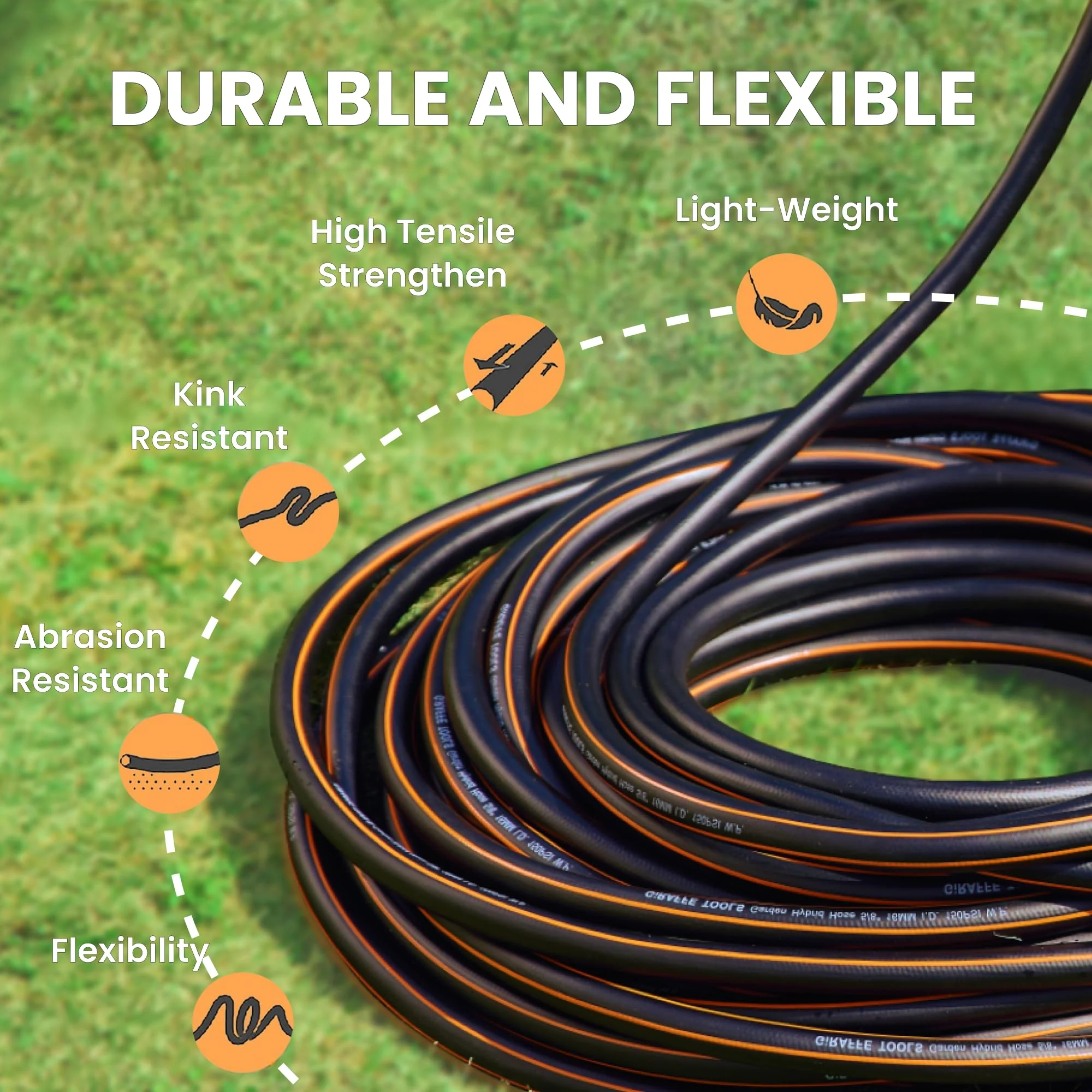 Giraffe Tools Garden Hose 100ft x 5/8 with Swivel Handle