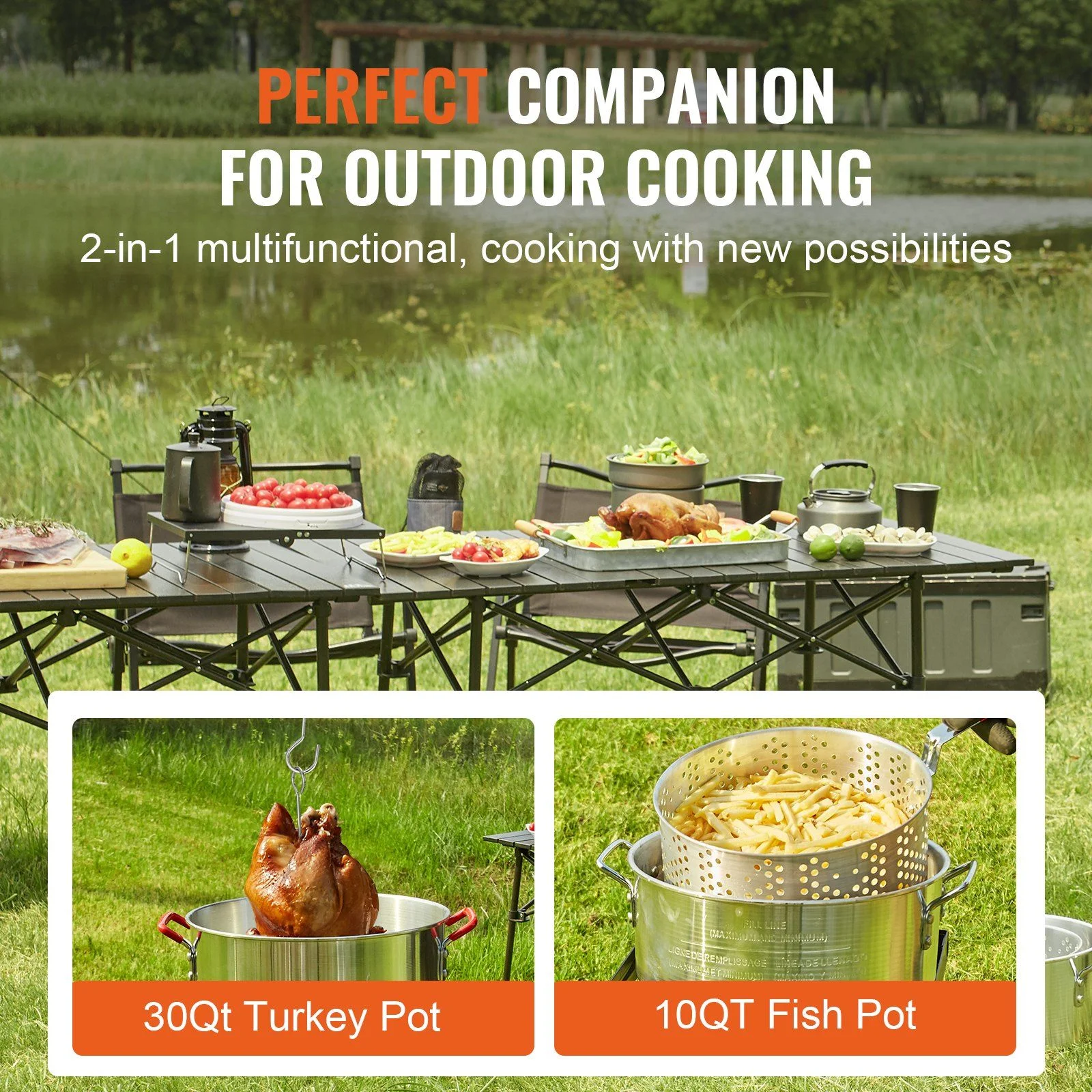 30QT Aluminum Turkey Deep Fryer Kit with High-Pressure Burner for Outdoor Use, Includes Poultry Rack and Thermometer - Image 8