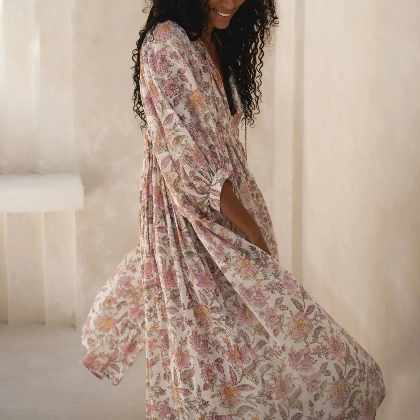 Robe Longue Bohème Femme à Manches Bouffantes - Idéale Été Élégante