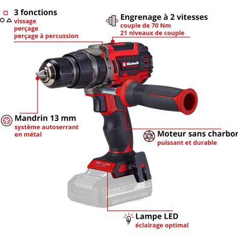 Einhell Professional Perceuse Visseuse à percussion sans fil TP-CD 18/70 Li-i BL - Solo PXC (18 V, Brushless, Couple : 70 Nm) Livré avec sans Batteries ni Chargeur — vue 3