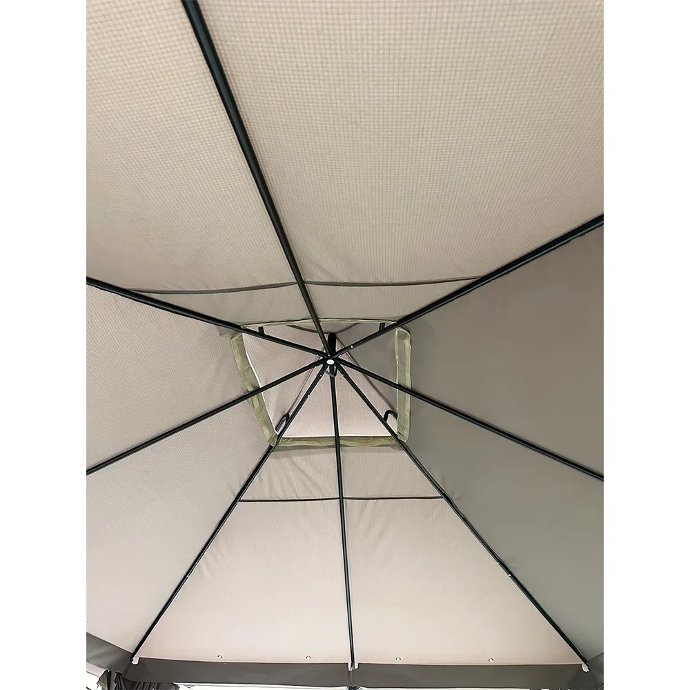 Garden Winds Custom Fit Replacement Canopy Top Cover and Netting Set Compatible with Backyard Creations 184DGZ1-PU-25 13' x 10' Roof Style Gazebo - Upgraded RipLock 350 Fabric - Slate Gray