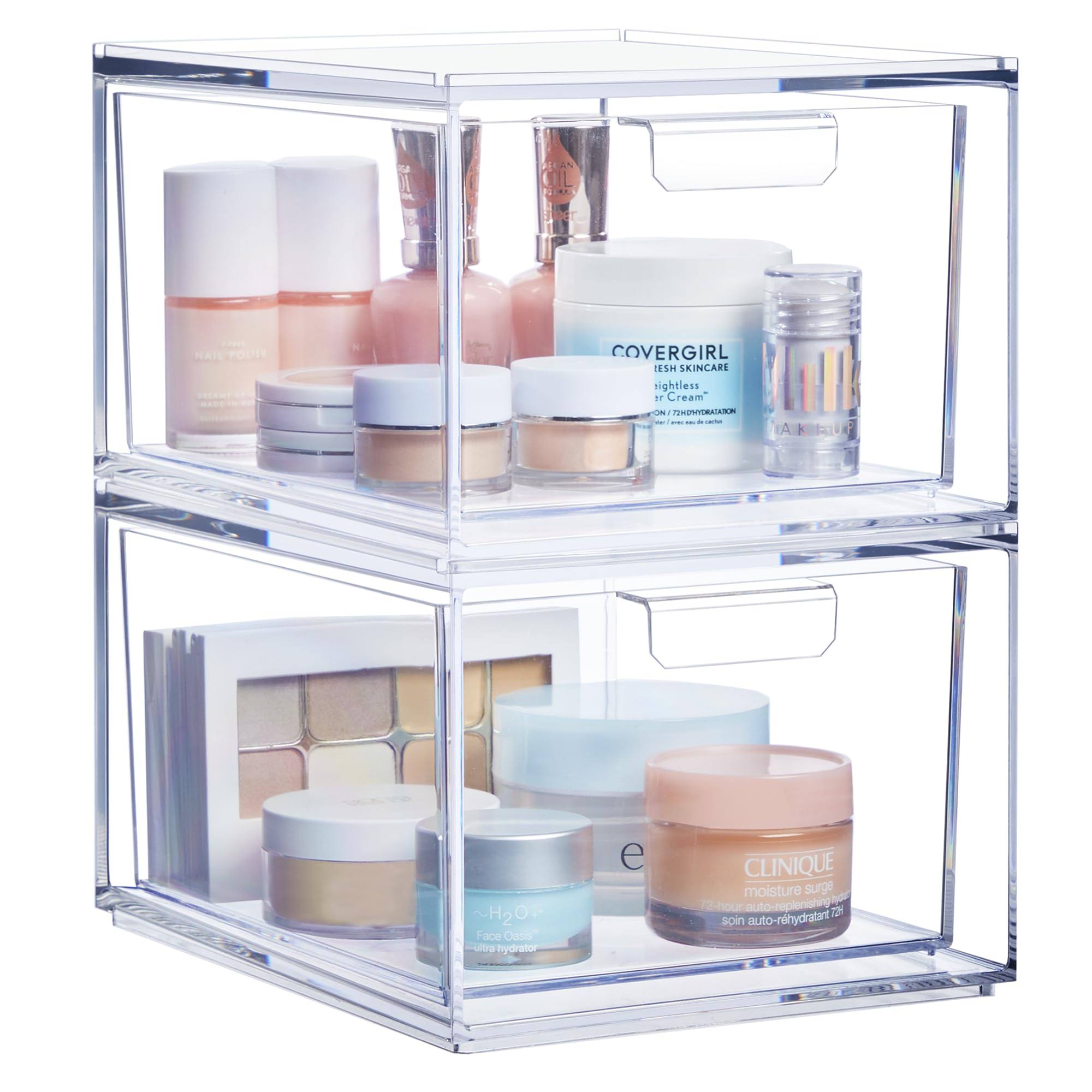 Stori 2-Pack Premium Quality Stackable Cosmetic Storage and Makeup Palette Organizer Drawers