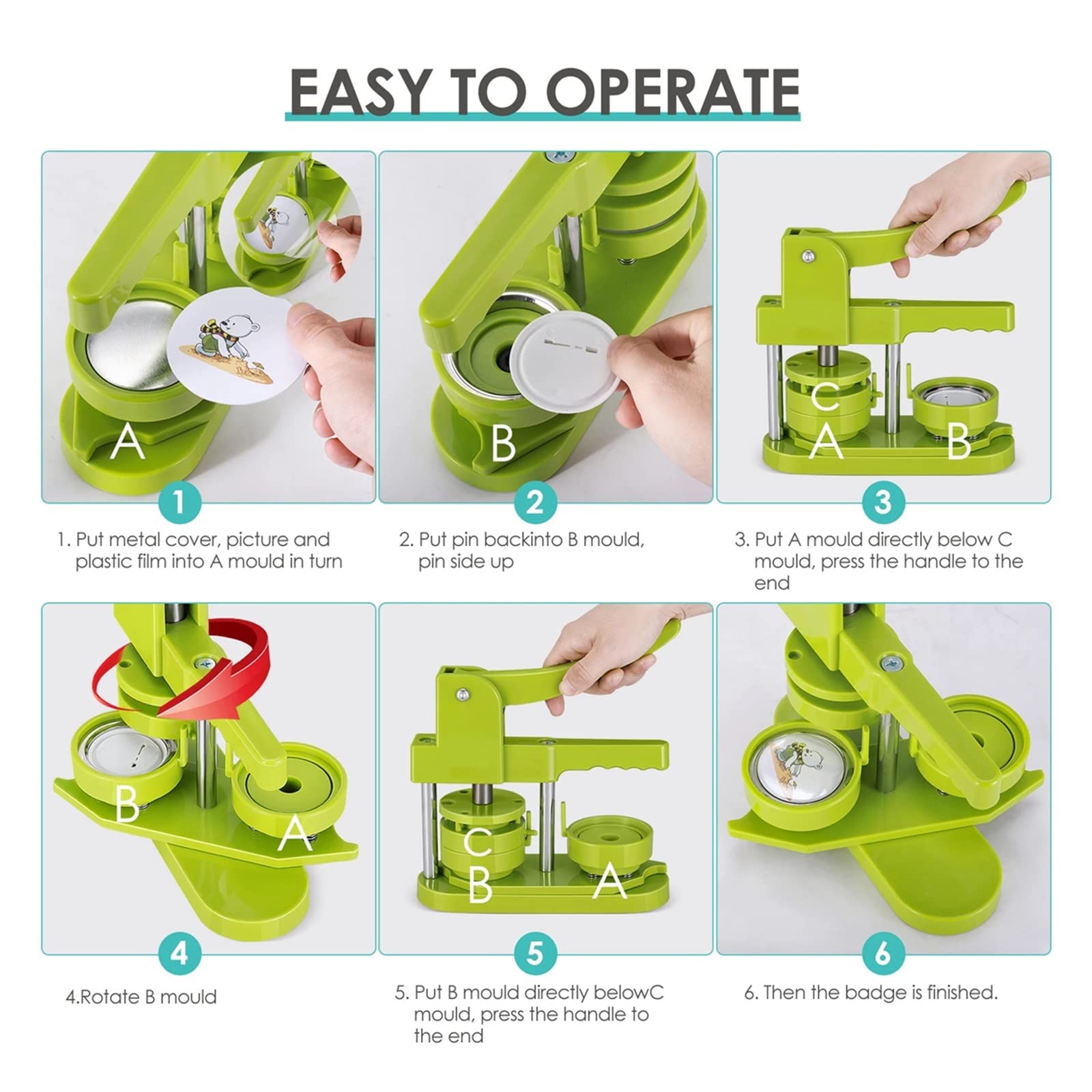 Button Maker, Button Badge Making Machine, DIY Pin, 58mm,Efficient(25MM)
