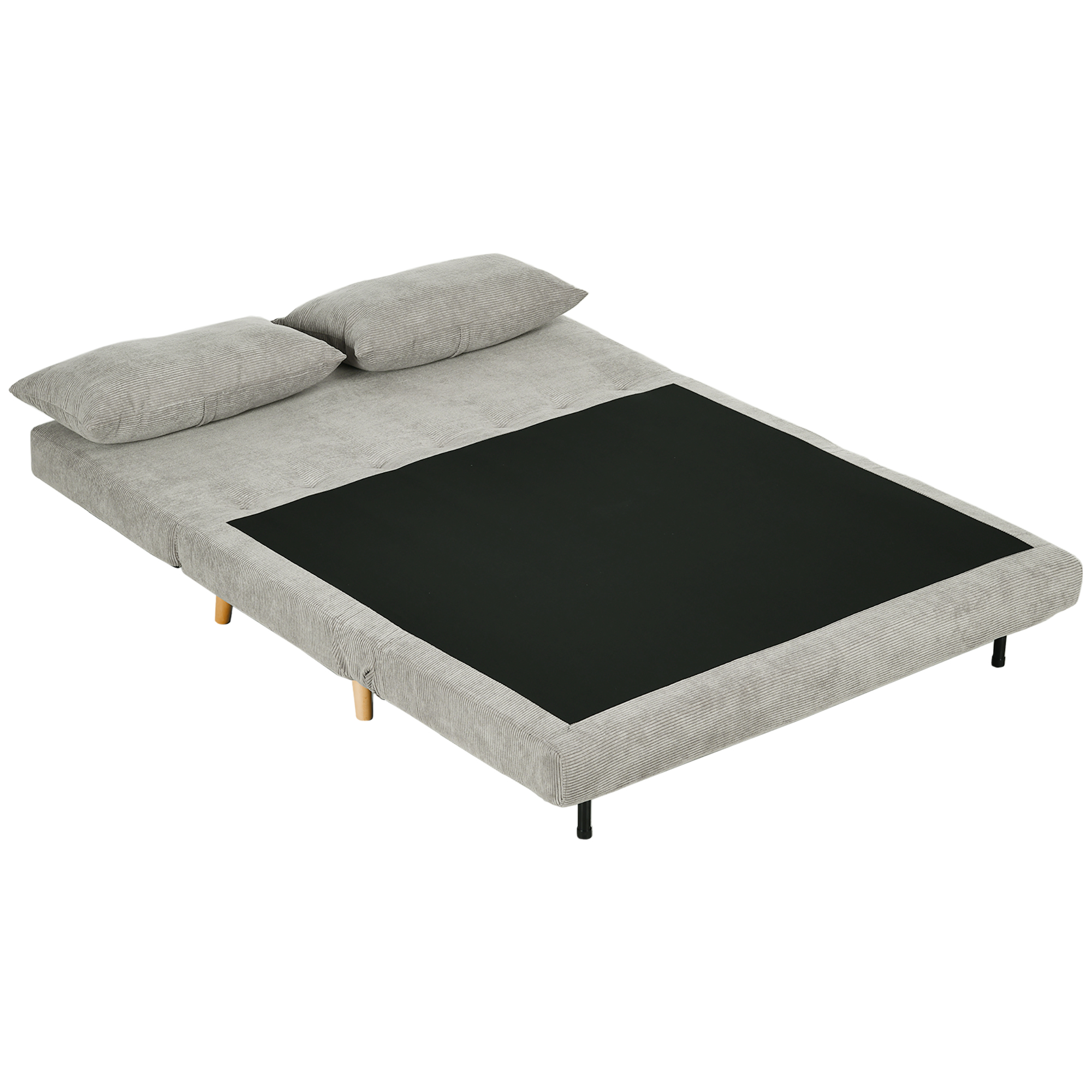 HOMCOM Slaapbank, Logeerbed, 3-standen Verstelbare Rugleuning, Linnenlook, tot 120 kg, 141 x 90 x 81 cm, Grijs