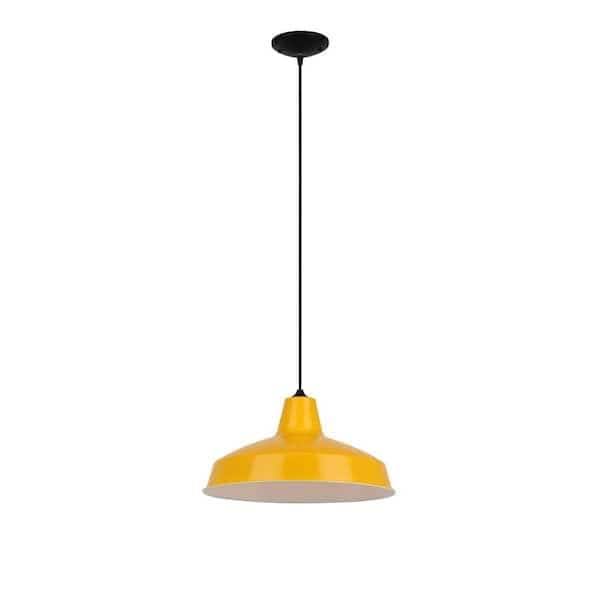 Hampton Bay AF-1032R/YL 1-Light Yellow Warehouse Pendant Light with Metal Shade