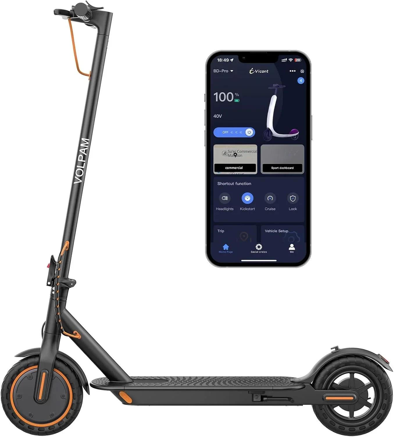 Trottinette électrique, moteur puissant 350 W/500 W, pneus pleins 8,5