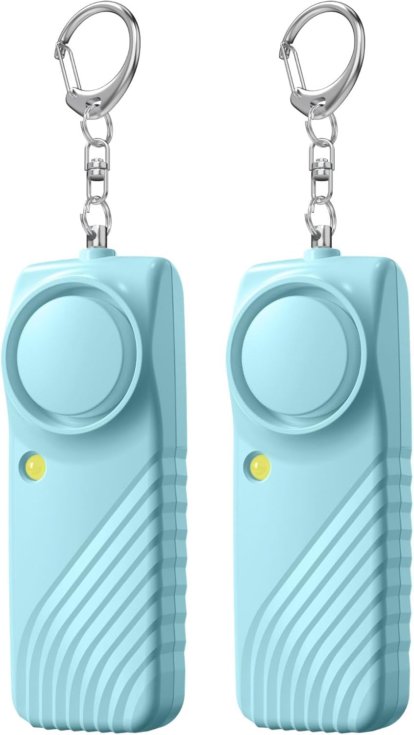 2 Pack Safe Sound Personal Alarms Self Defense 130dB Loud with LED Flashlight Outdoor Essentials Emergency Security Alarm for Women Children Elderly Men Portable Blue