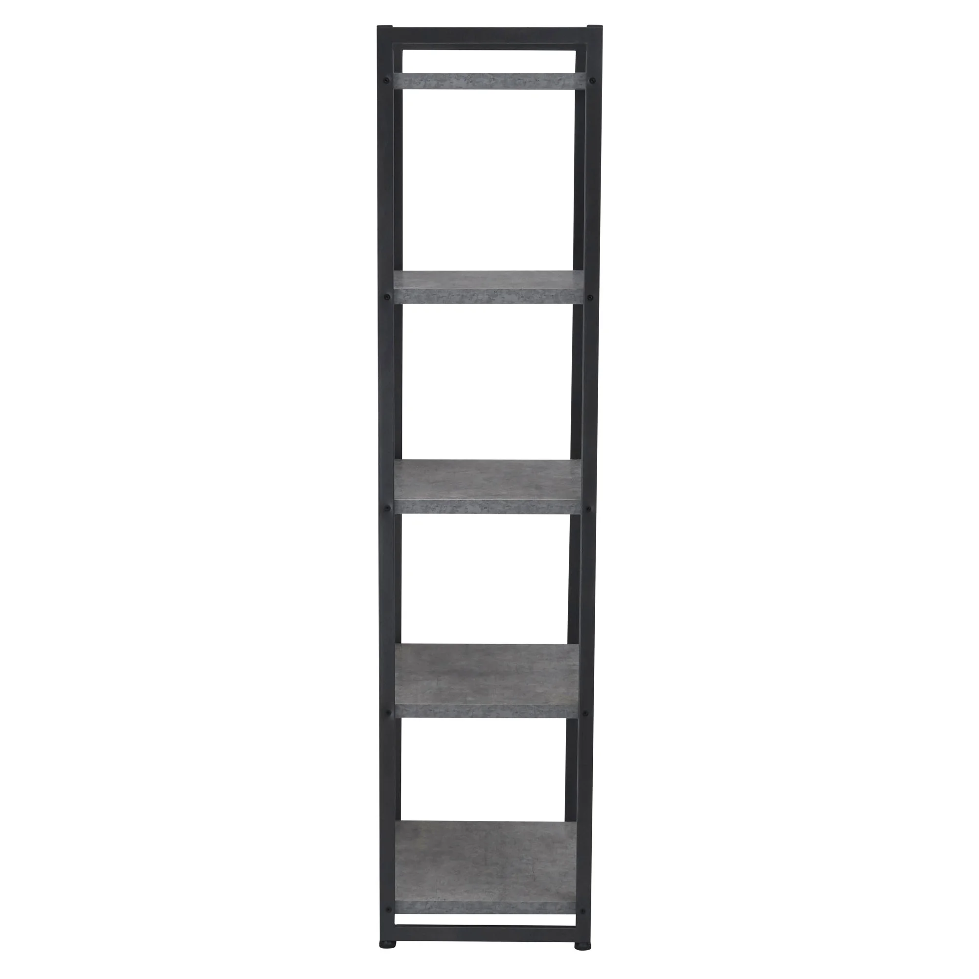 Jamestown Narrow 5 Shelf Open Storage Bookshelf Rustic Slate Concrete and Black Metal(Concrete Slate) - Image 3
