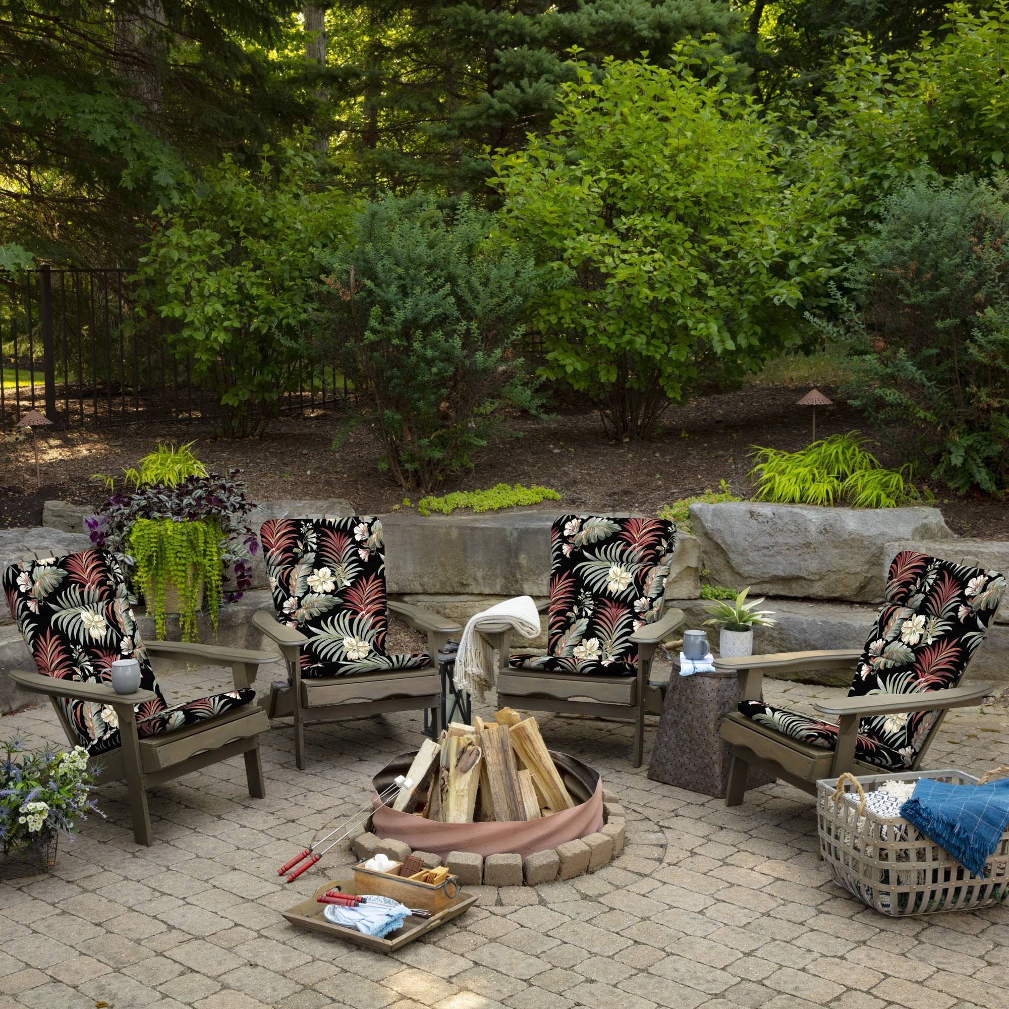 Arden Selections Simone Tropical Texture Outdoor Adirondack Chair Cushion Black