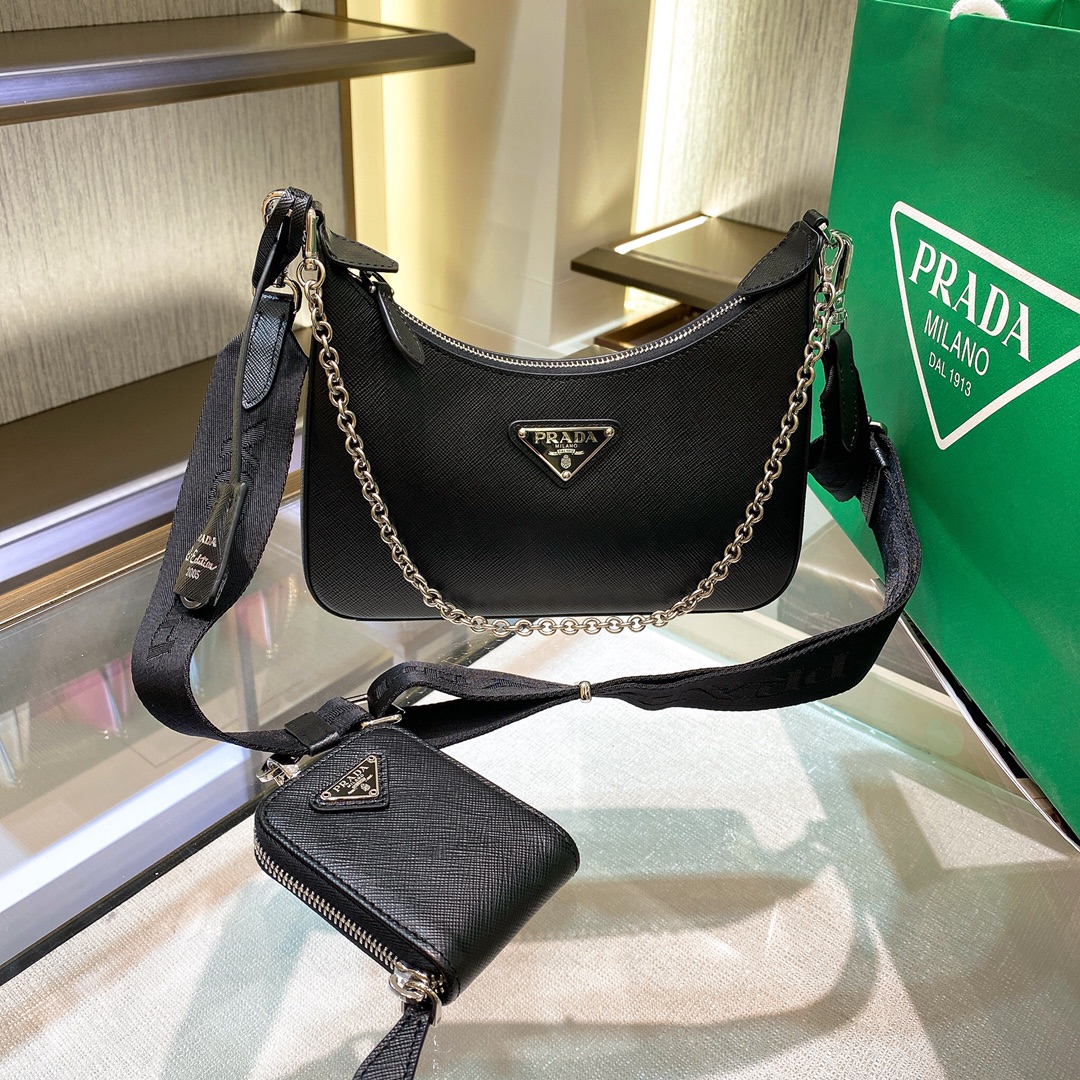 Pra Re-Edition 2005 Re-Nylon Mini Bag Black For Women, Women's Bags 8.6in/22cm 1NE204_R064_F0002