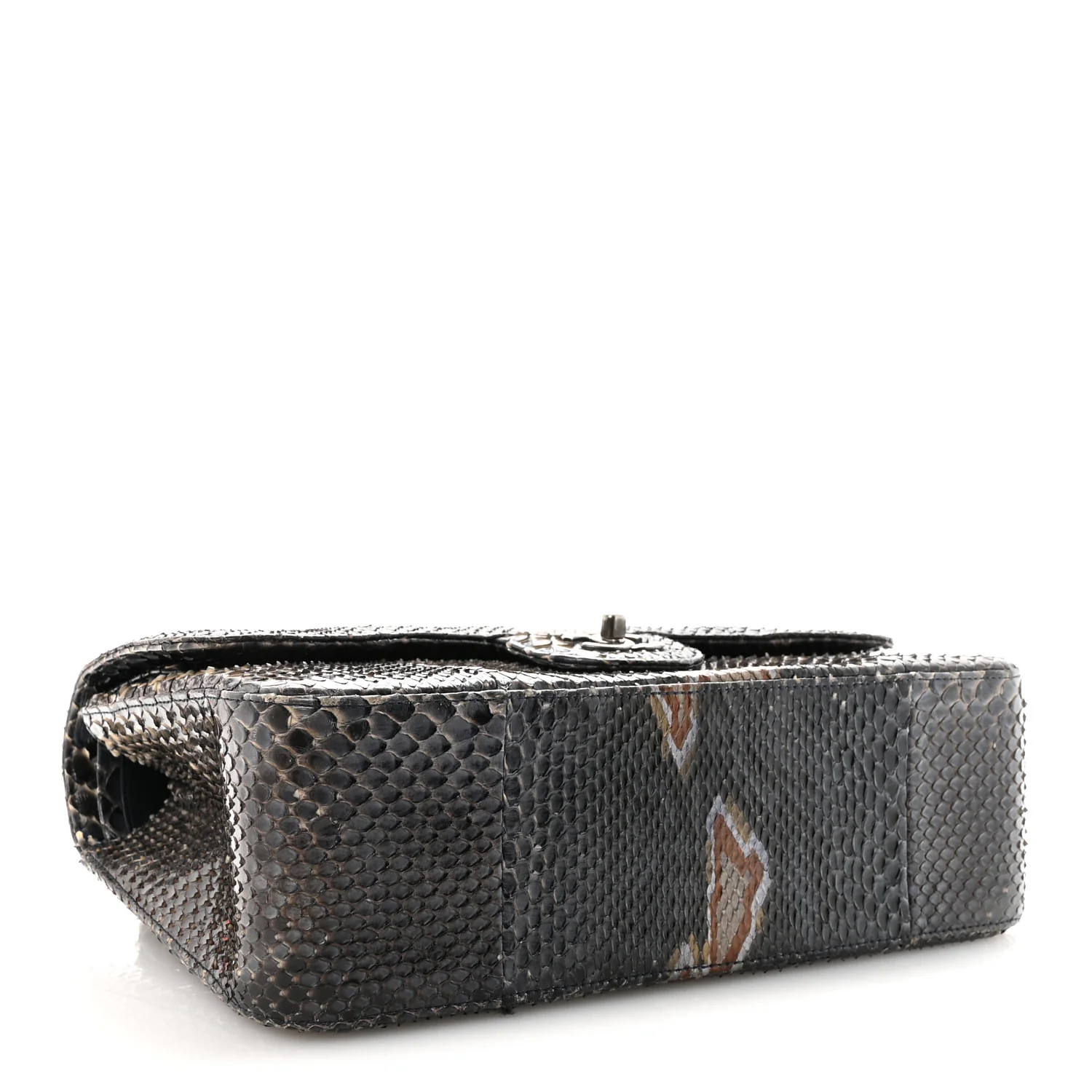 Metallic Snakeskin Jumbo Double Flap Blue