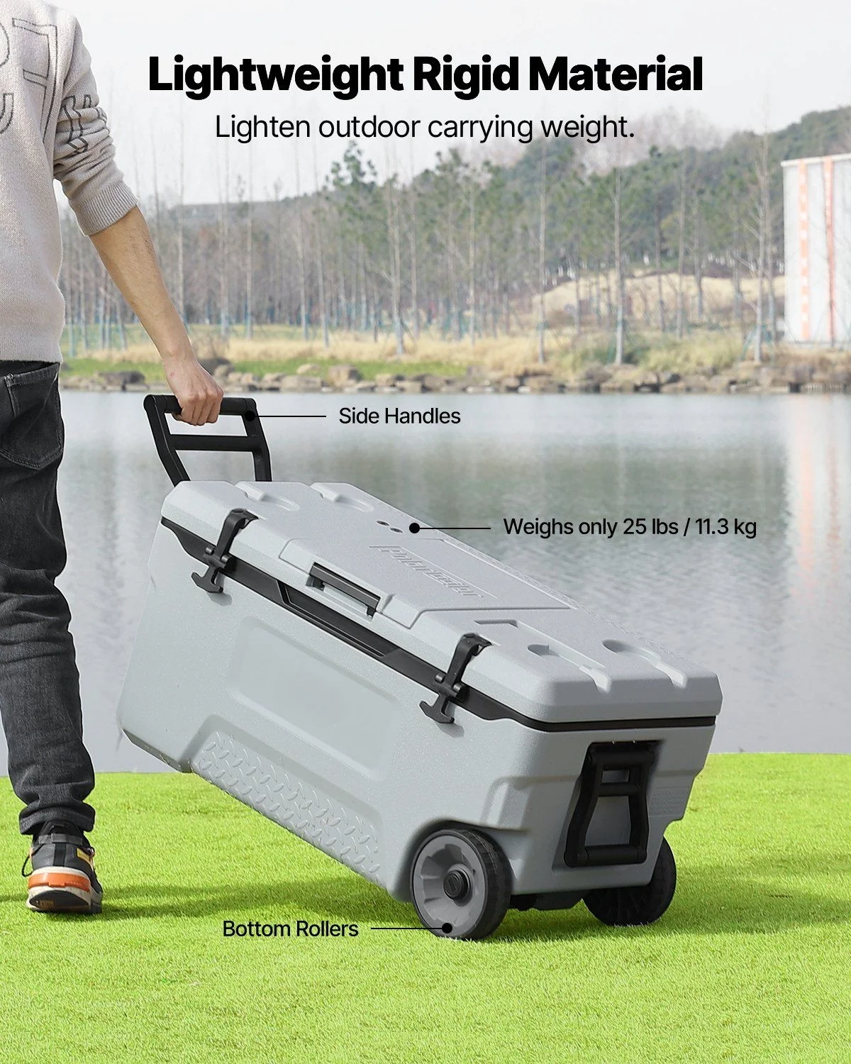 Portable Wheel Cooler 74 quarts, 120 tank capacity, insulated rolling cooler with cup holder for outdoor, camping, beach and picnic use - Image 4