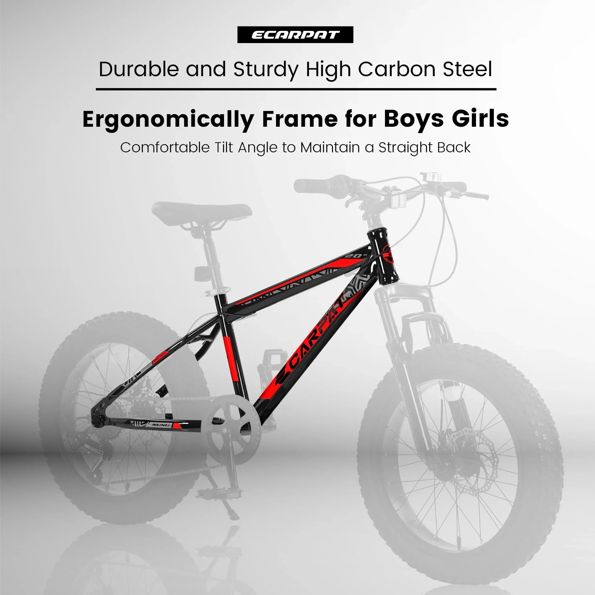 UPANBIKE 20 Inch Fat Tire Mountain Bike 4'' Wide Wheels 7-Speed Dual Disc Brakes High Carbon Steel Frame Front Suspension Snow Beach Trail Bike for Men & Women