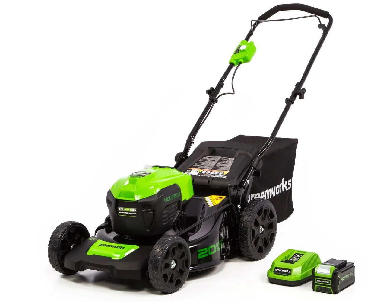 40V 20 inch Brushless Walk Behind Push Lawn Mower W/40 Ah Battery and Quick Charger, 2516302
