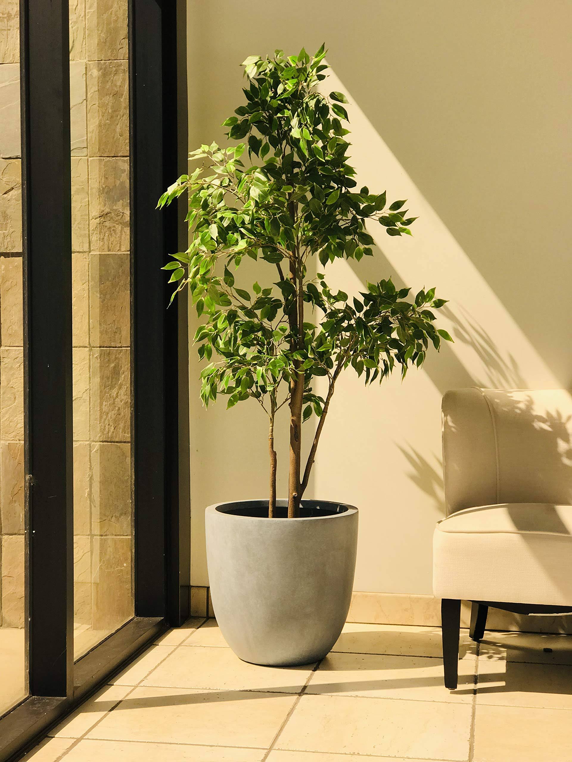 Kante 10 in. W Round Slate Gray Concrete/Fiberglass Indoor Outdoor Elegant Planter