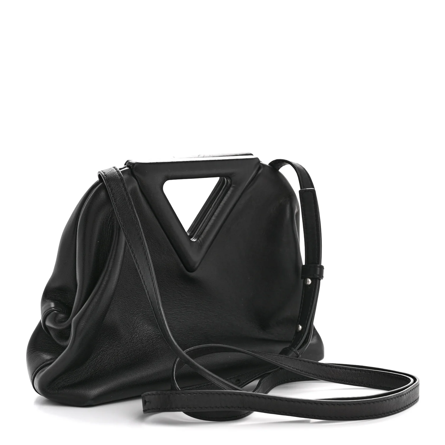 Calfskin Small The Point Triangle Bag Black