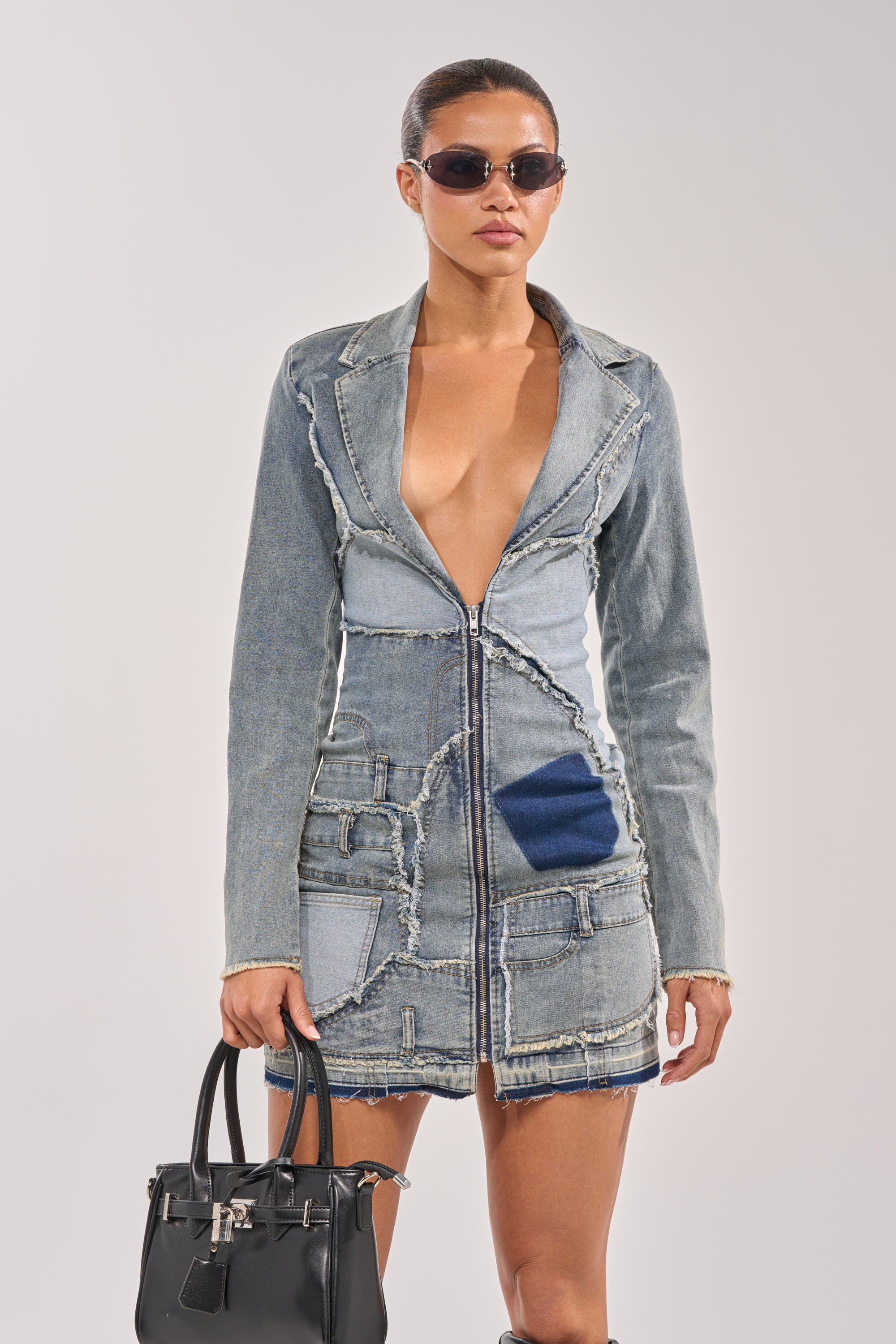BURNING BLUE BLAZER DENIM MINI DRESS - Akira Store