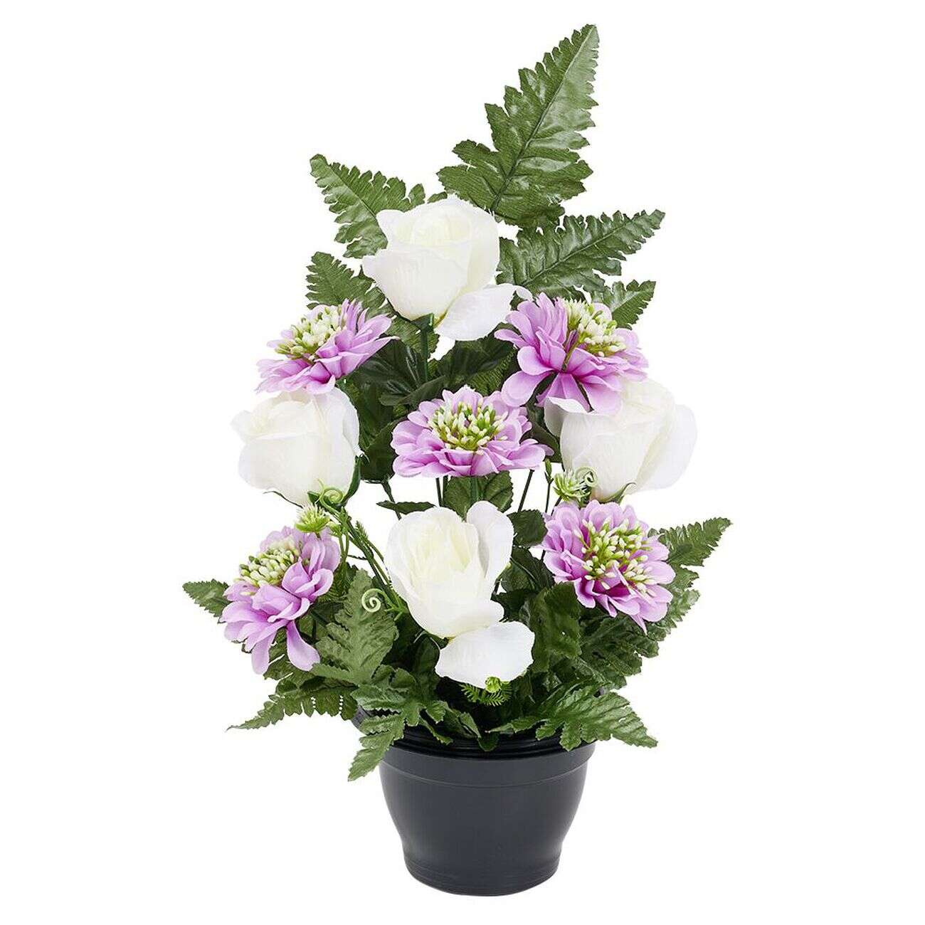 Pot composition fleur artificielle violet et blanc