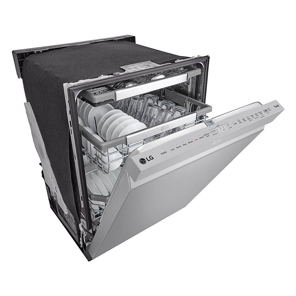 Lave-vaisselle encastrable intelligent 24″ à commandes supérieures avec cuve en acier inoxydable, 3e panier, QuadWash Pro et 42 dBA – Acier inoxydable