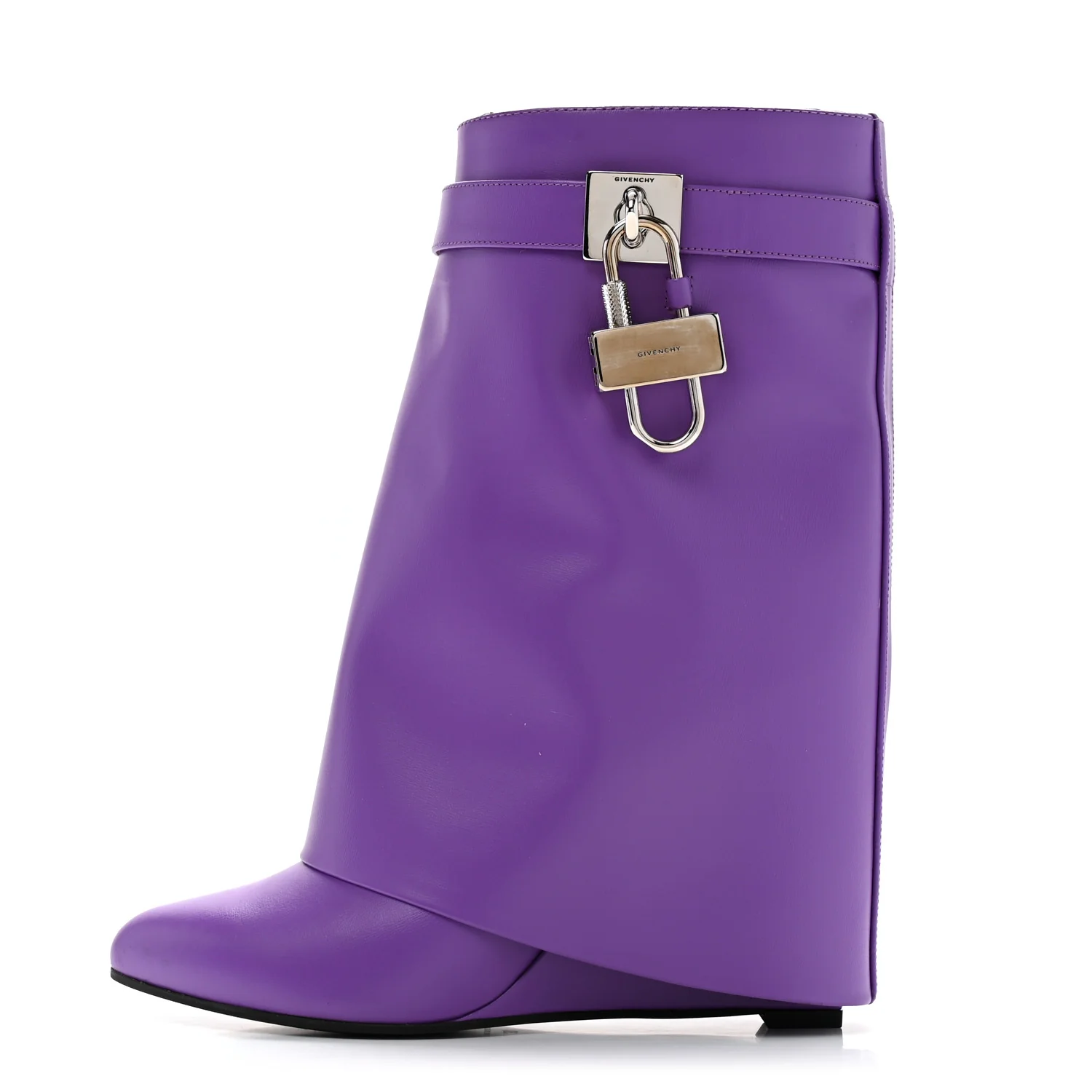 Calfskin Shark Lock Ankle Boots 38 Ultraviolet