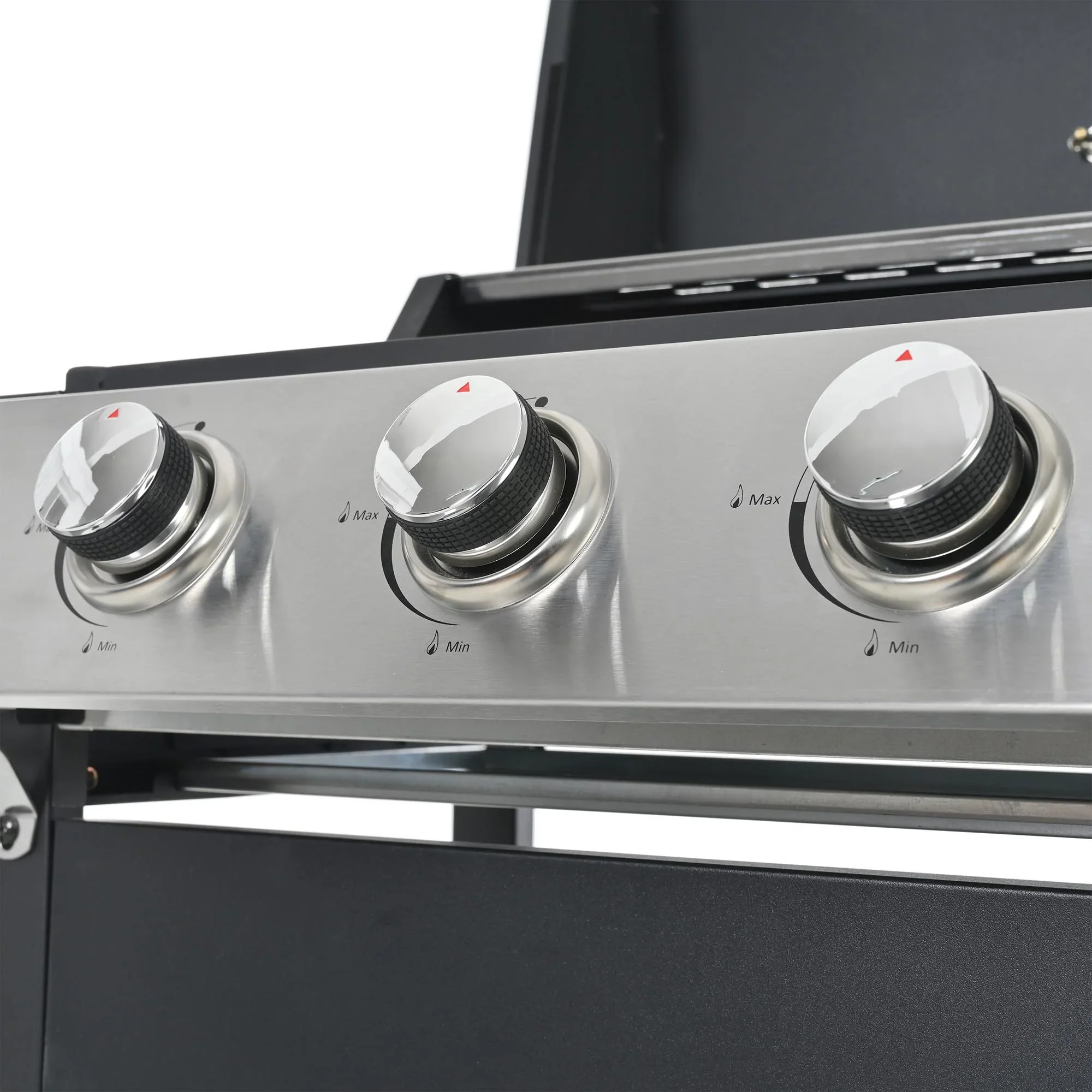 3 Burners BBQ Propane Gas Grill Side Burner & Thermometer, Stainless Steel 25,650 BTU Output Stainless Steel Grill for Patio Garden Barbecue Two Shelves (3-Burners Grill)