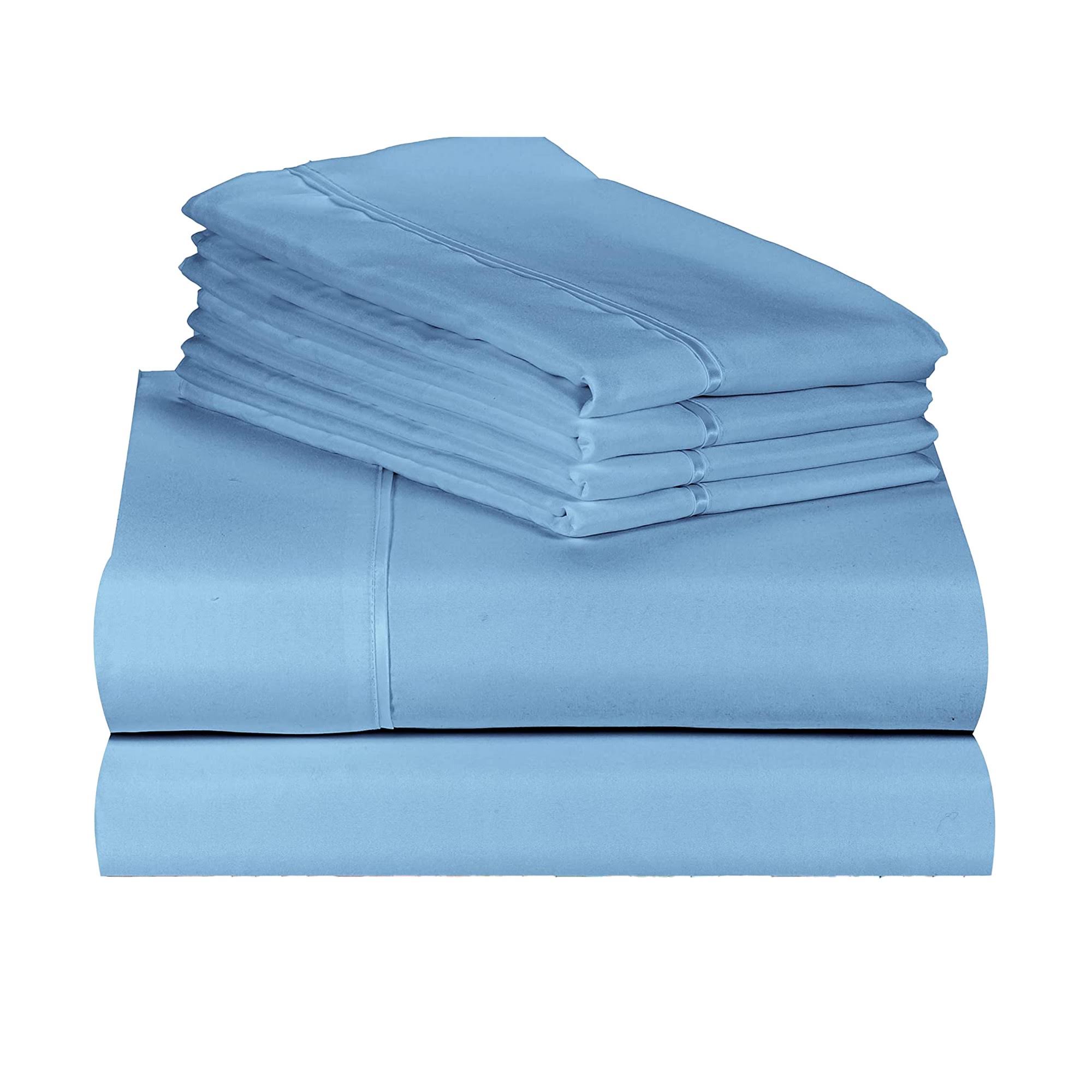 LuxClub 4 PC Sheet Set Bamboo Sheets Deep Pockets 18 inch Eco Friendly Wrinkle Free Sheets Machine Washable Hotel Bedding Silky Soft - Aqua Twin, Blue