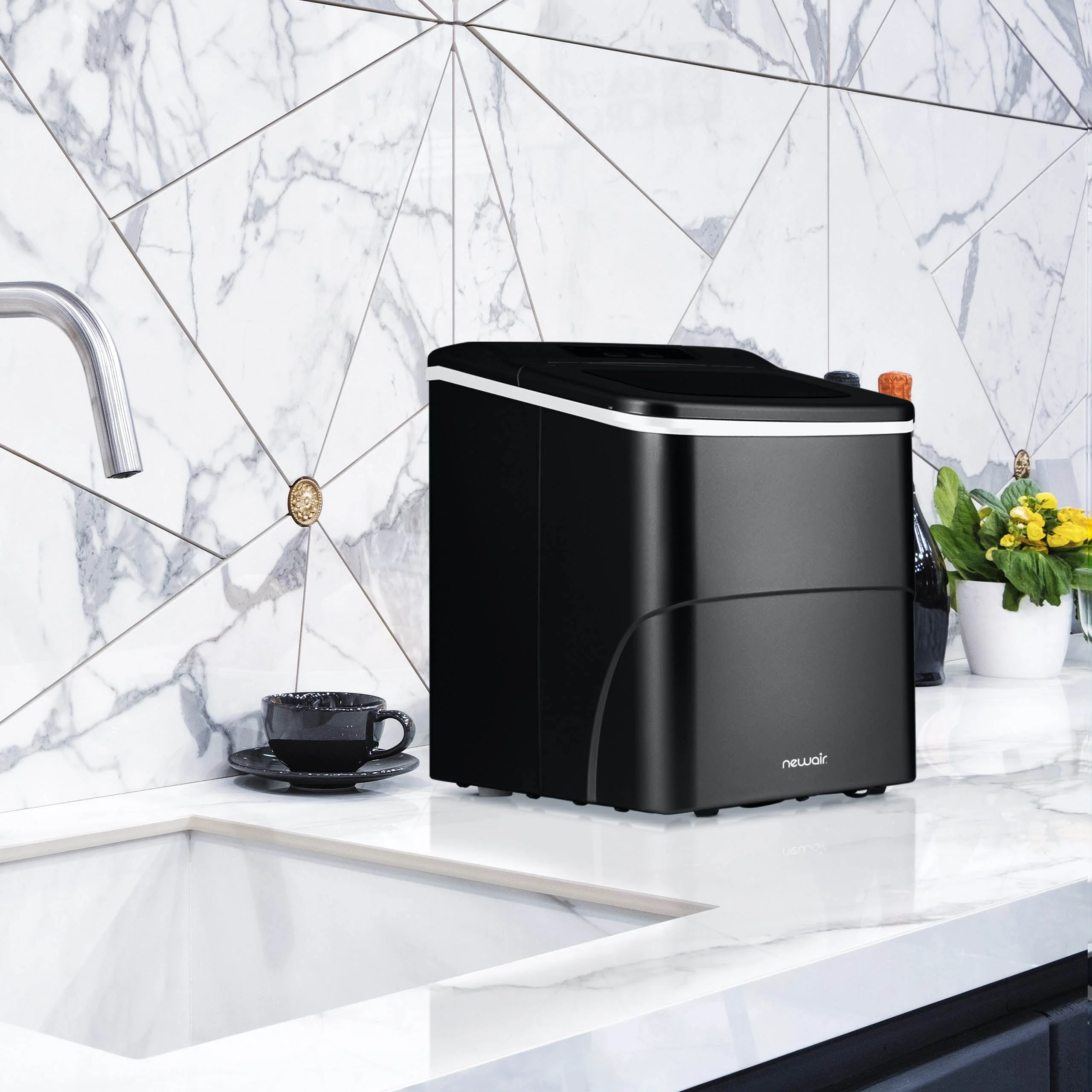 Newair Countertop Bullet Ice Maker in Matte Black or Metallic Silver, 26 lbs/Day