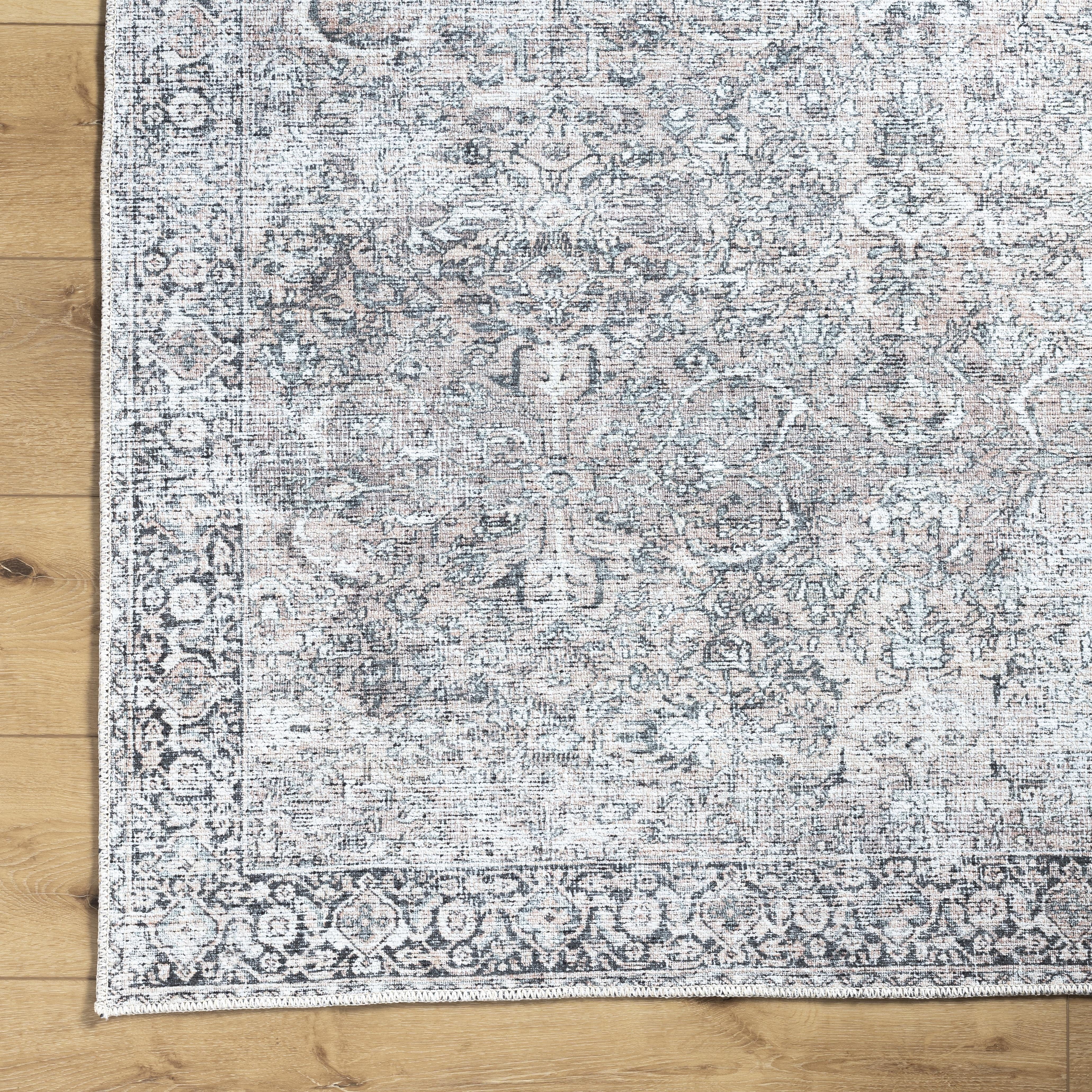Better Homes & Gardens Persian Blooms Washable Non-Skid Indoor Area Rug, Brown, 5'3 x 7'