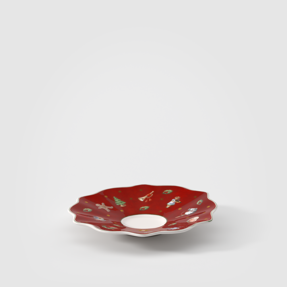Toy's Delight Espresso cup saucer - Red, 5.2'', Premium Porcelain