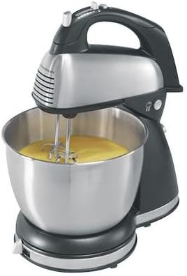 Hamilton Beach Classic Stand and Hand Mixer, 4 Quarts, 6 Speeds with QuickBurst, Bowl Rest, 290 Watts Peak Power, Black and Stainless