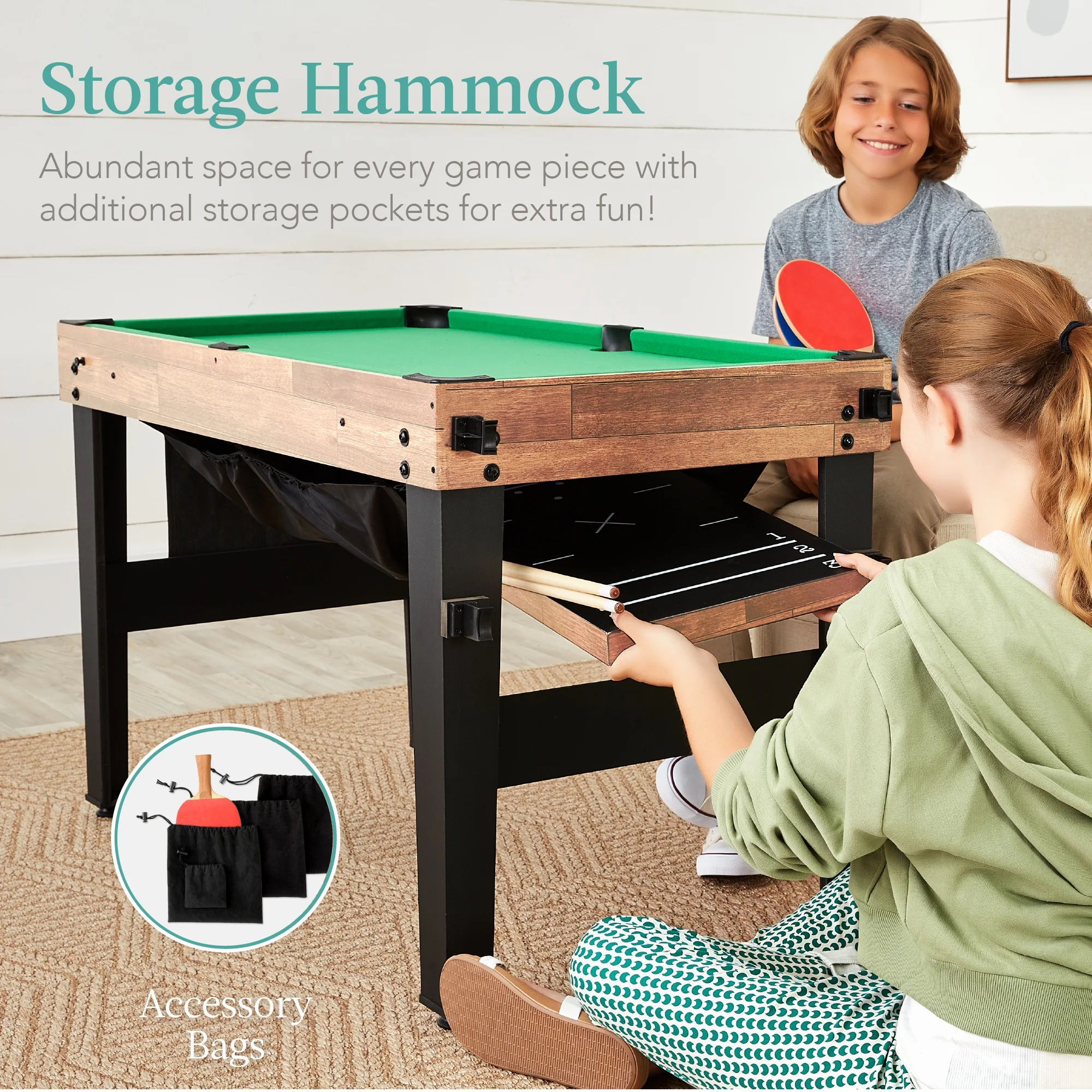 13-in-1 Combo Game Table Set w/ Ping Pong, Foosball, Basketball, Hockey, Archery Natural(Natural) - Image 6