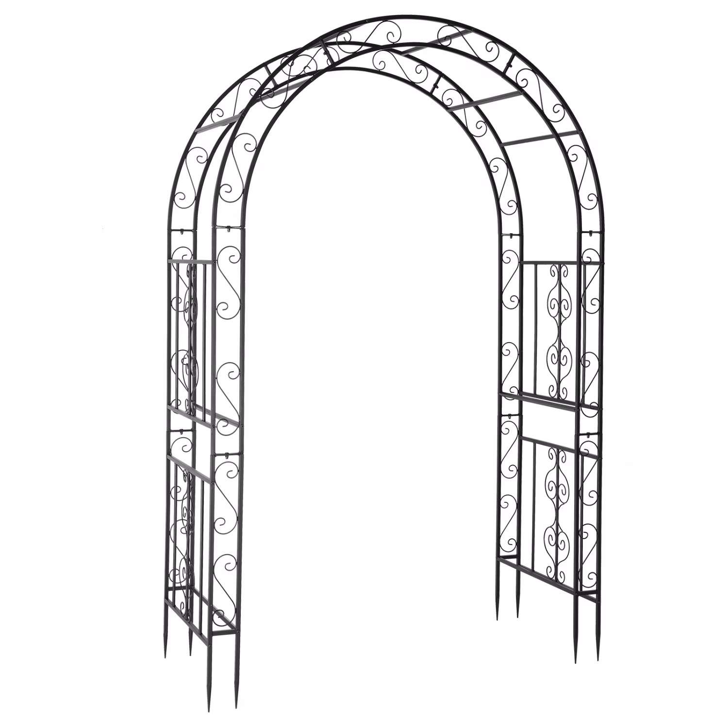 Hassch Outdoor Garden Arch Gothic 86 H x 59 W Iron Black Trellis Metal Weather Resistant Wall Art Climbing Plant Growing Lawn Backyard