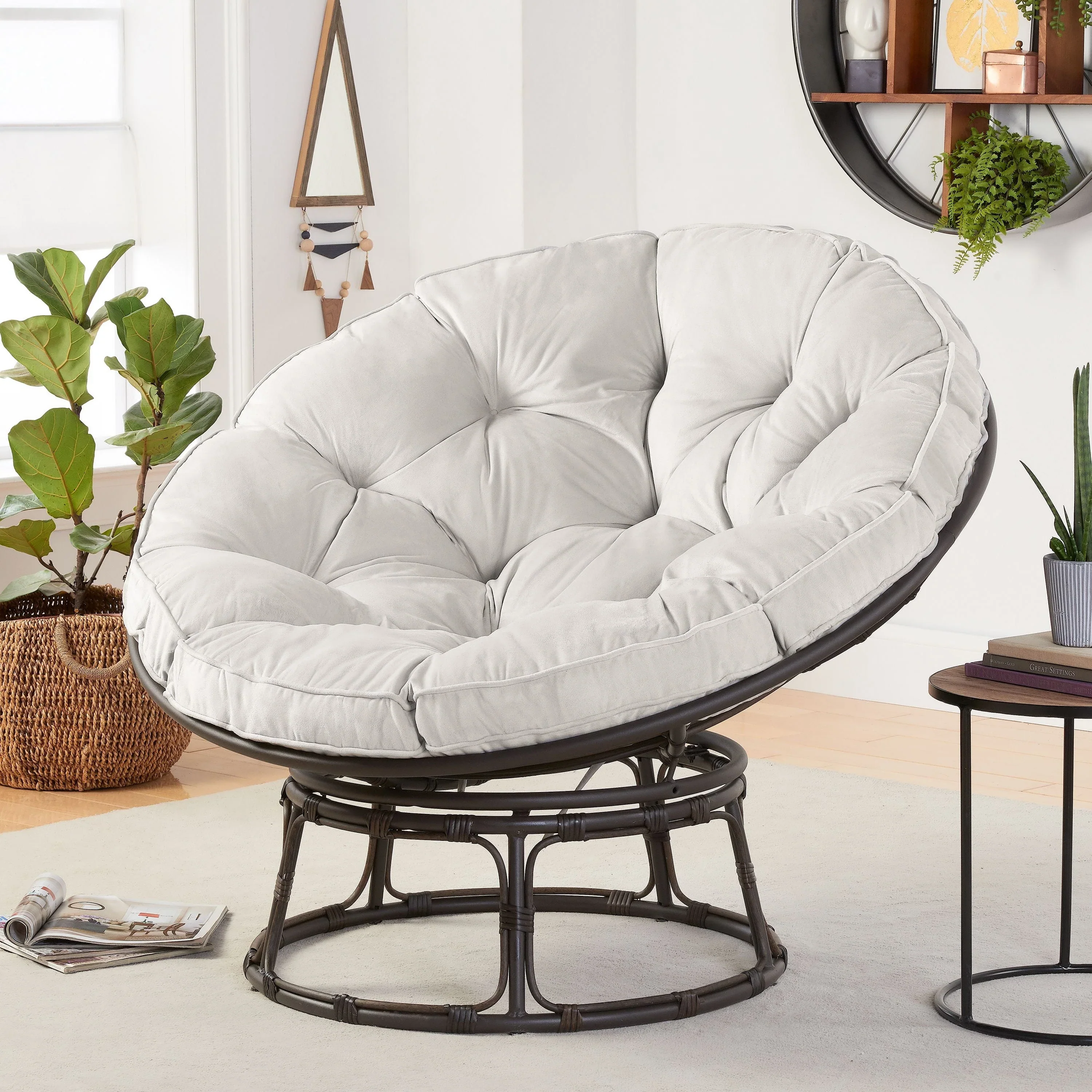 Better Homes & Gardens Papasan Chair, Pumice Gray, 46