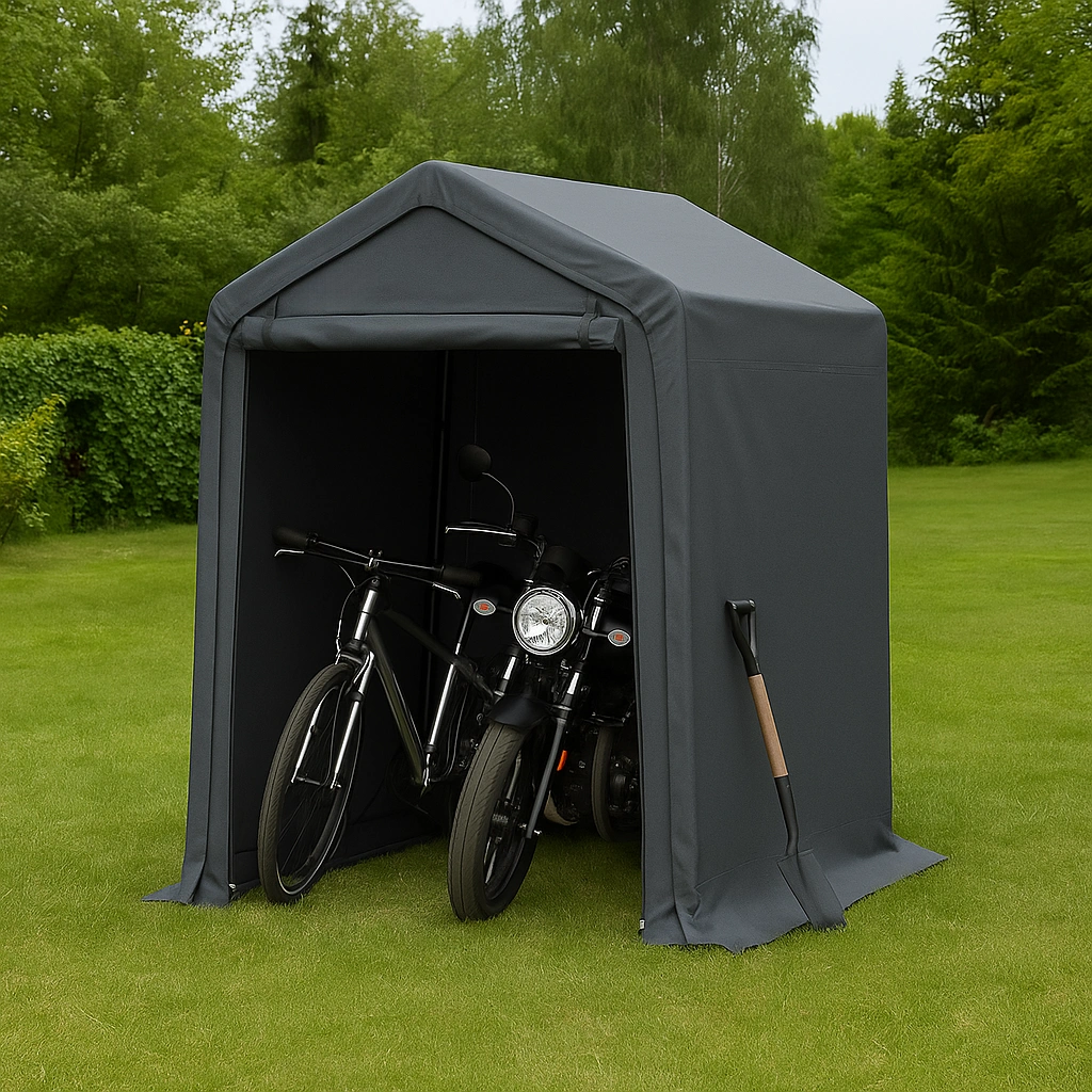 Transportabel garage Vandtt garage Mrkegr stof/metal Udendrs 200x200x200 cm
