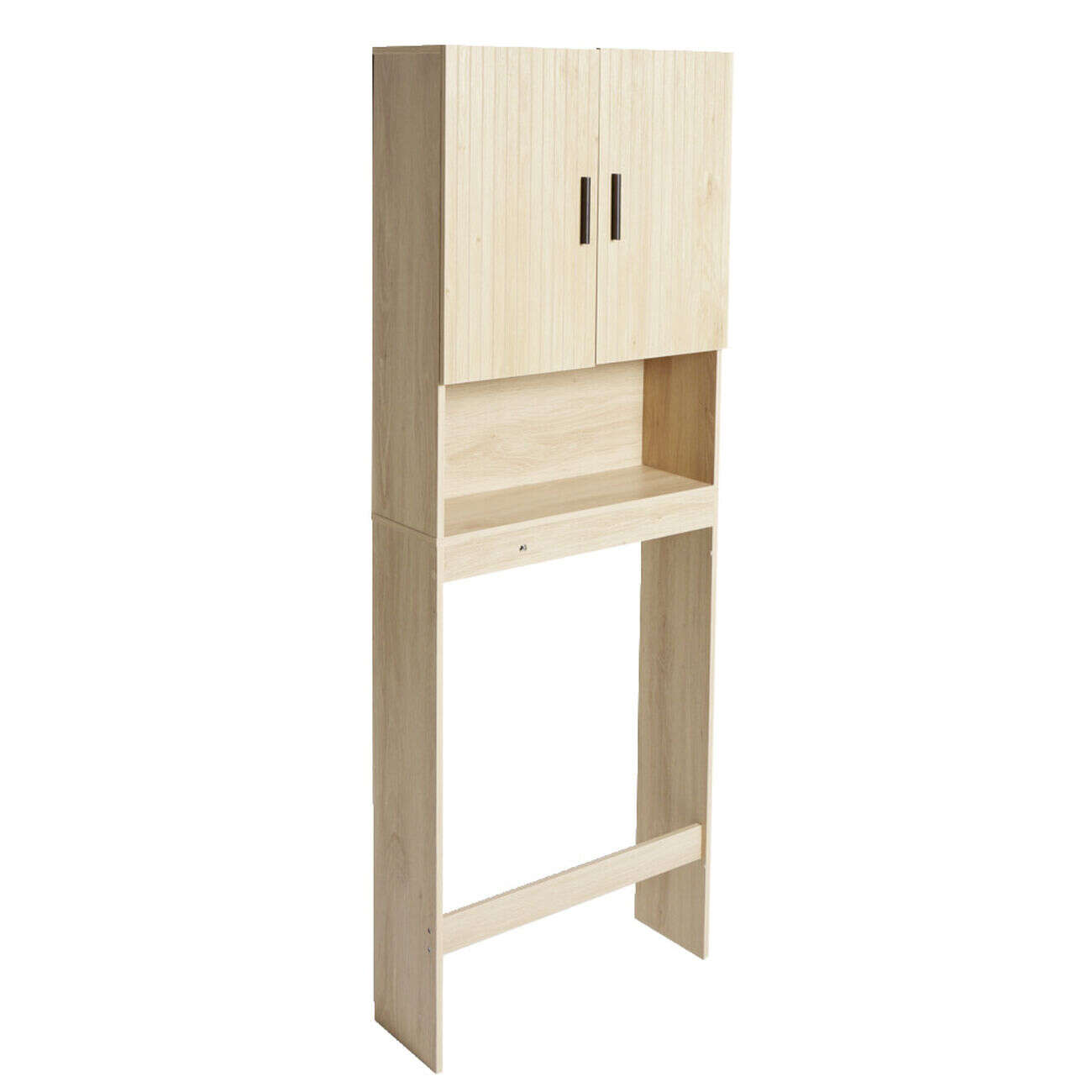 Meuble WC en bois 1 niche et placard 2 portes 64x26xH170cm