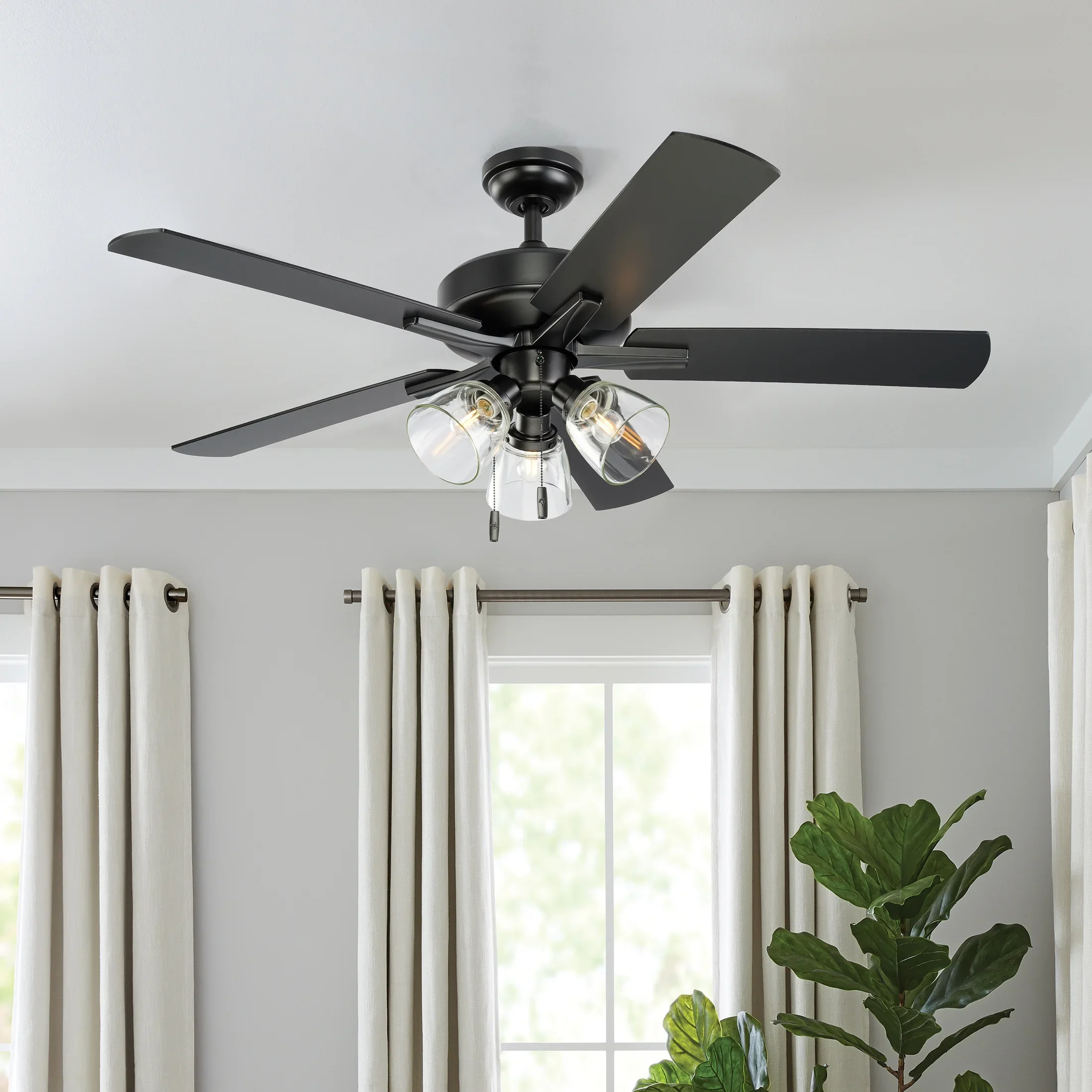 Better Homes & Gardens 52 Bronze Transitional Ceiling Fan, 5 Reversible Blades, 3 LED Bulbs Included