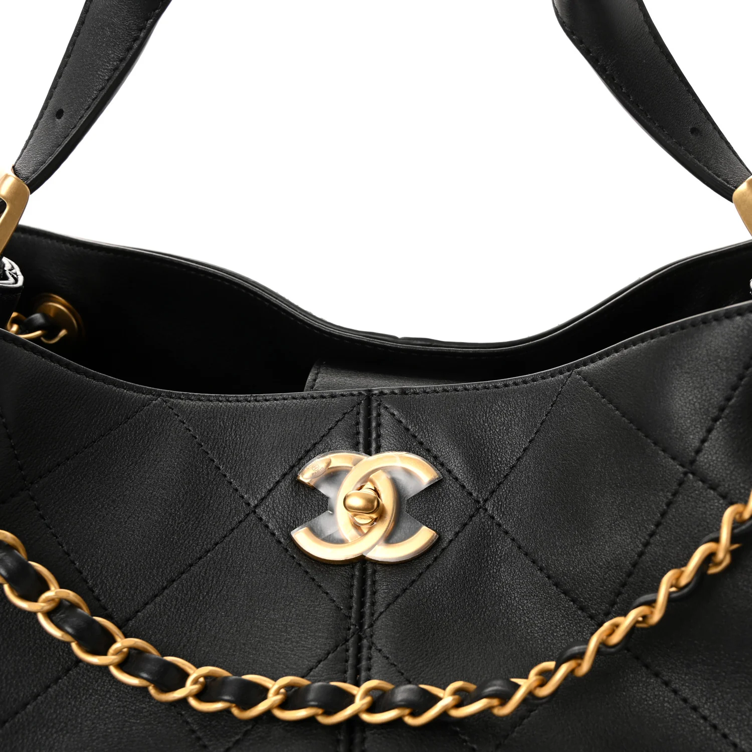 Calfskin Quilted Small Coco Base Shopping Bag Black