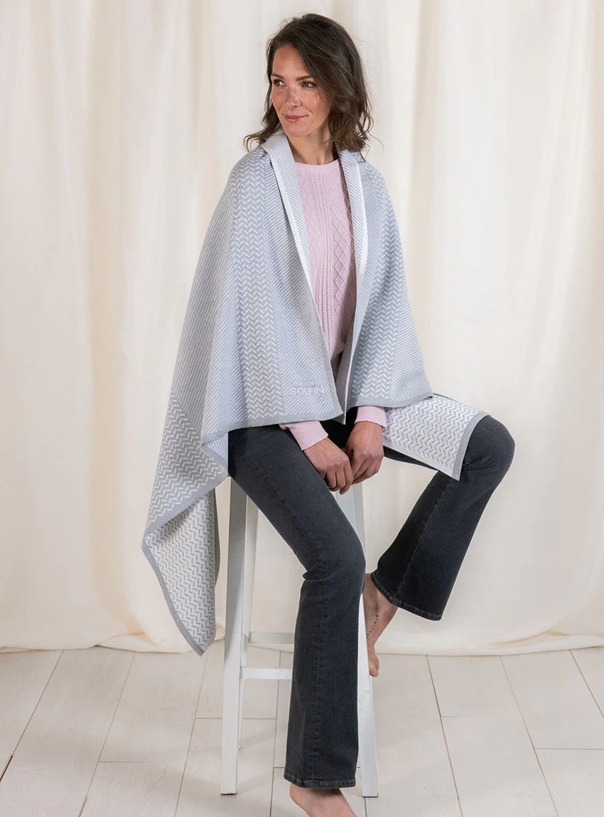 Plaid jacquard en laine mérinos gris