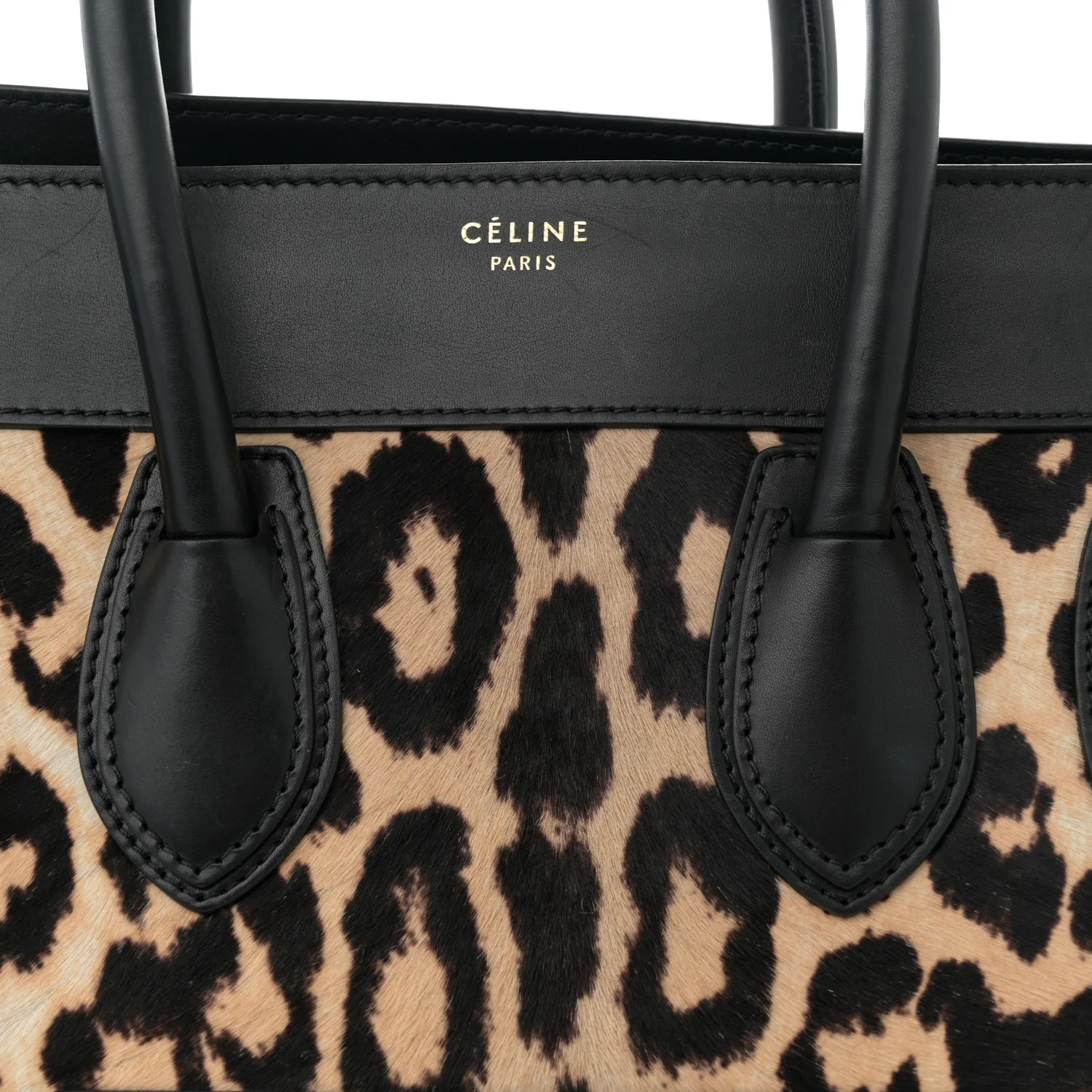 Leopard Pony Hair Mini Luggage Black