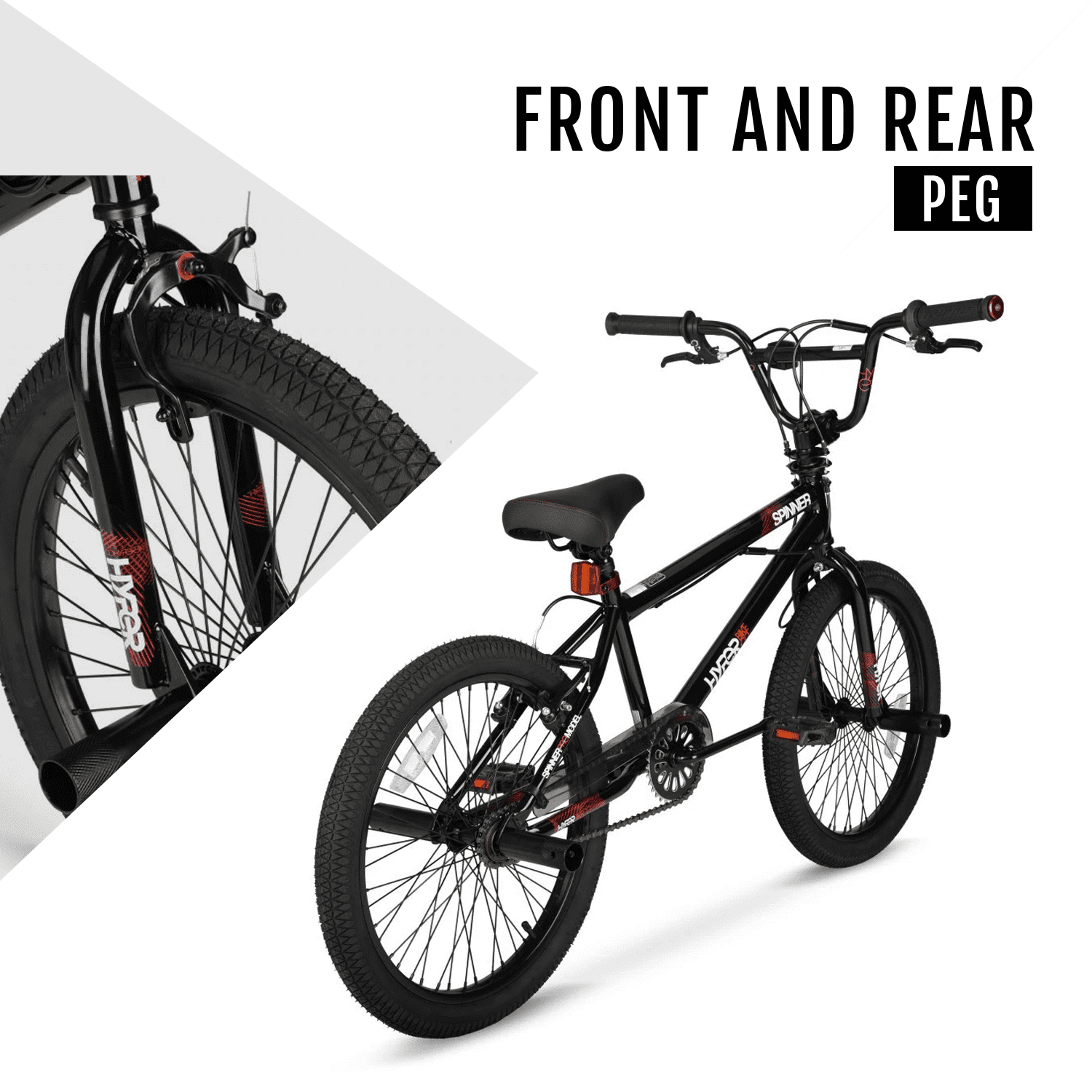 Bicycle 20 In. Boys Spinner BMX Bike. Kids. Black