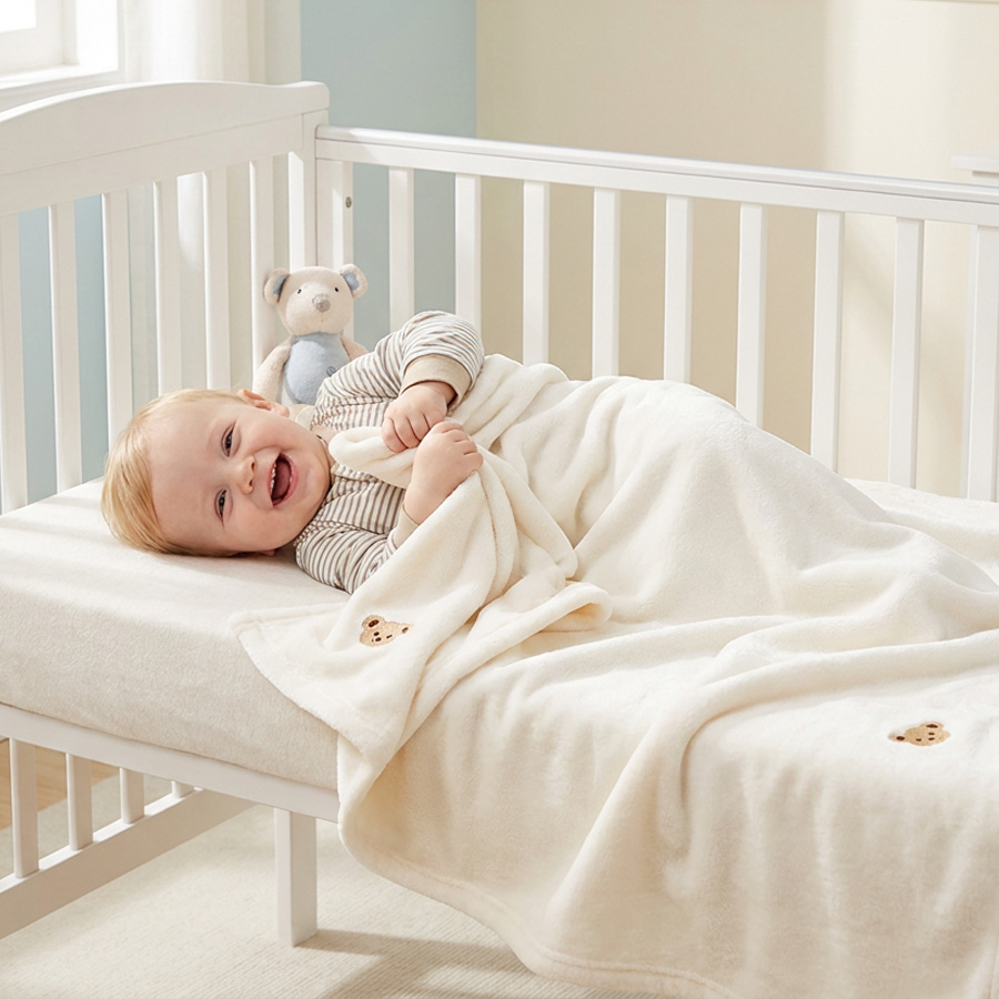 Breathable Flannel Newborn Baby Blanket All Season Air Conditioning Quilt Kindergarten Naptime Cover With Embroidery