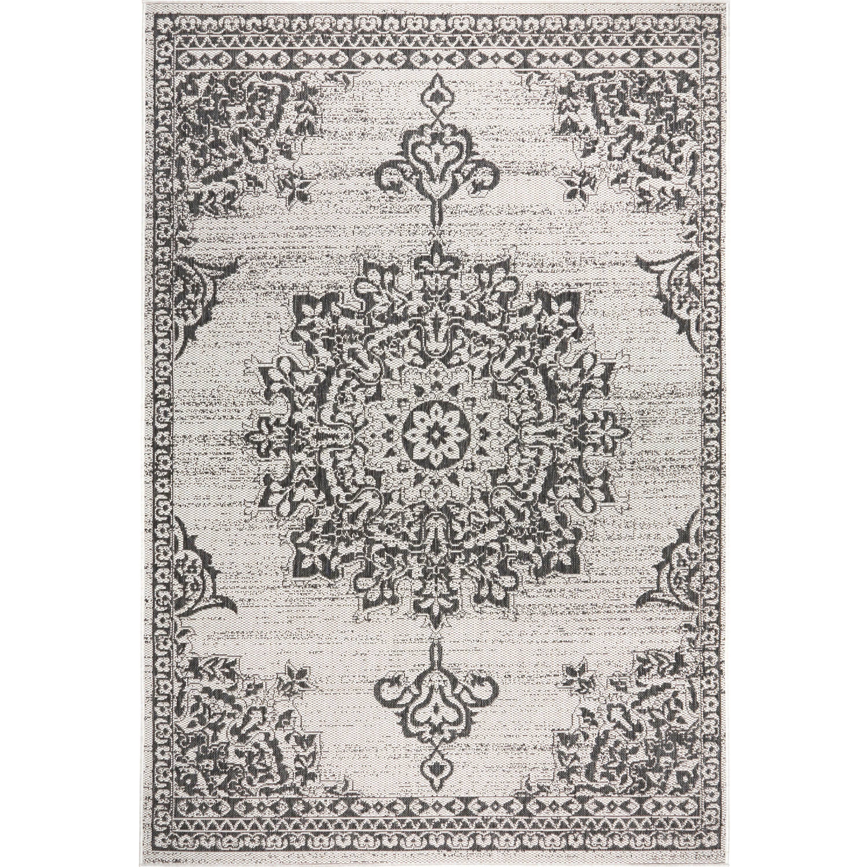 Nicole Miller Patio Country Azalea Indoor/Outdoor Area Rug Black