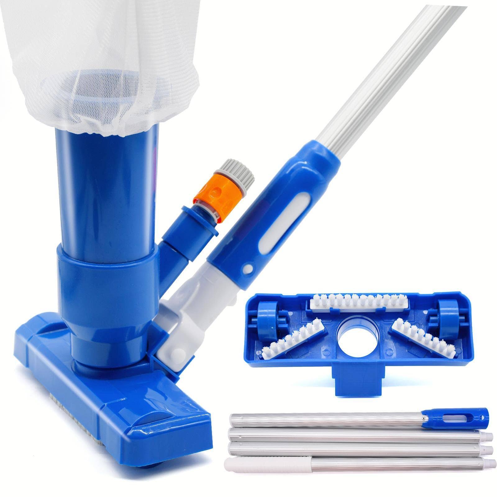 Handheld Pool Vacuum Above Ground - Portable Swimming Pool Jet Cleaner, Pool Leaf Vacuum Cleaning Kit w/Brush with 4 Section Poles of 63