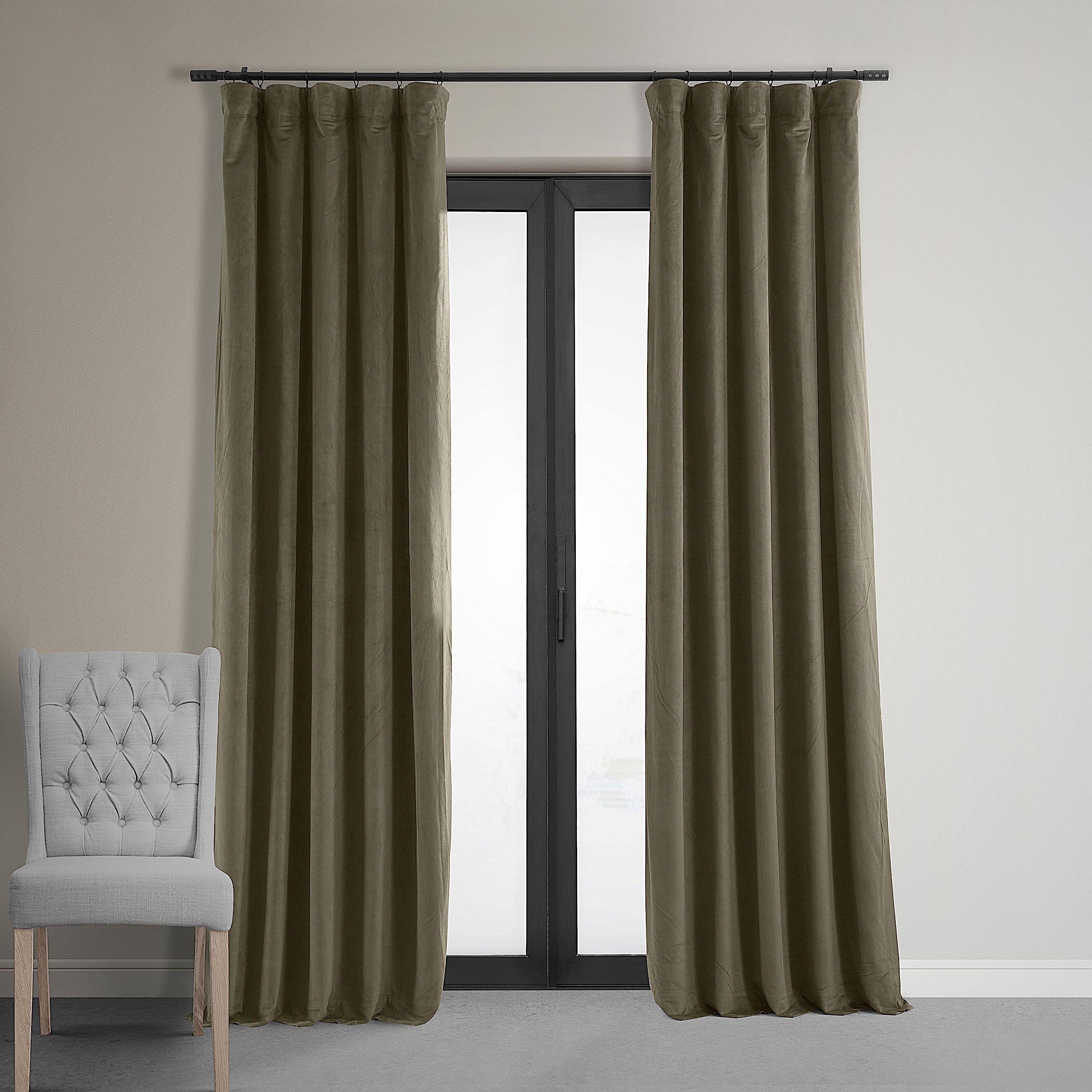 Signature Denver Taupe Blackout Velvet Curtain,Half Price Drapes