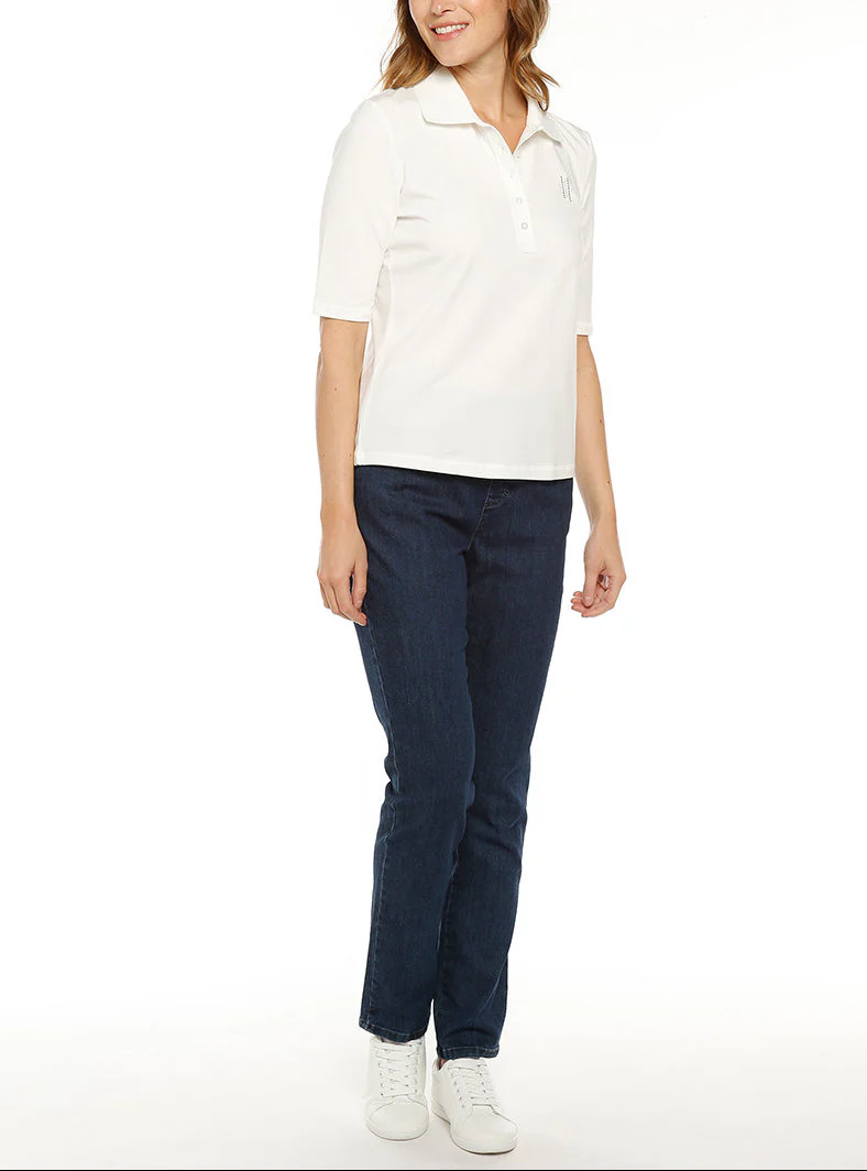 Polo femme en coton blanc naturel
