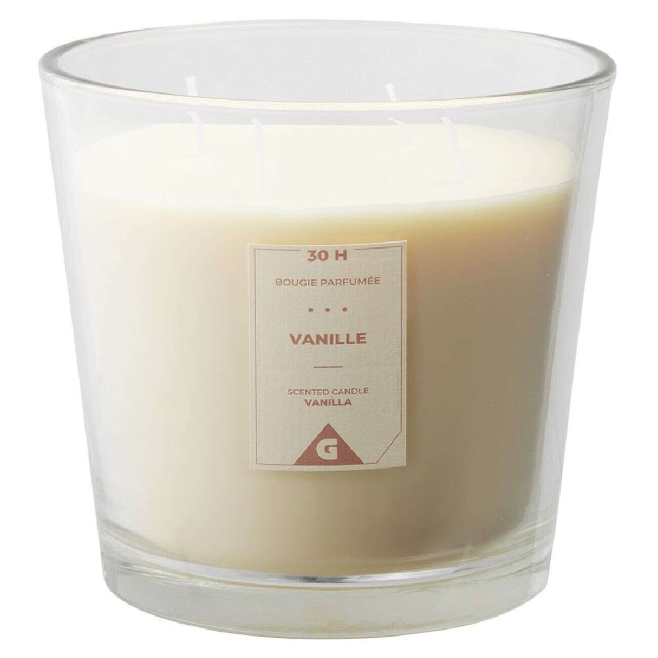 Bougie parfumée dans verre senteur vanille Ø13,5xH12,5cm 30H