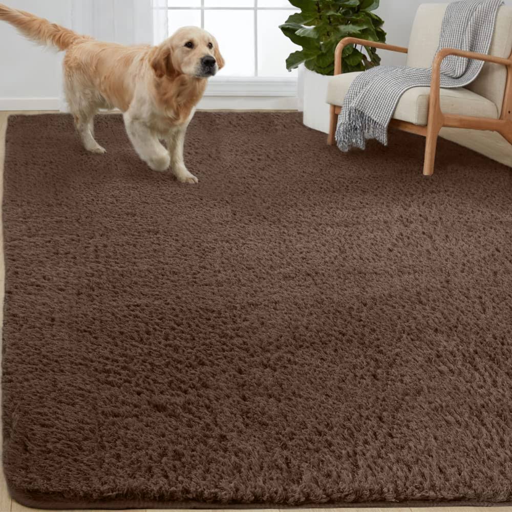 Gorilla Grip Soft Faux Fur Area Rug, Washable, Shed and Fade Resistant, Grip Dots Underside, Fluffy Shag Indoor Bedroom Rugs, Easy Clean, for Living