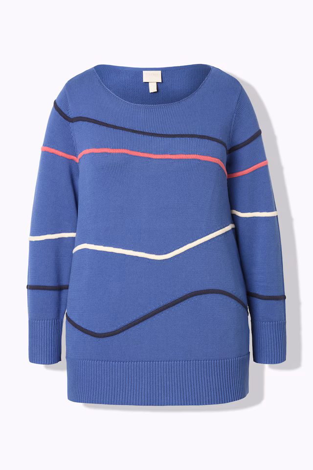 Eco Cotton Contrast Piped Boat Neck Sweater