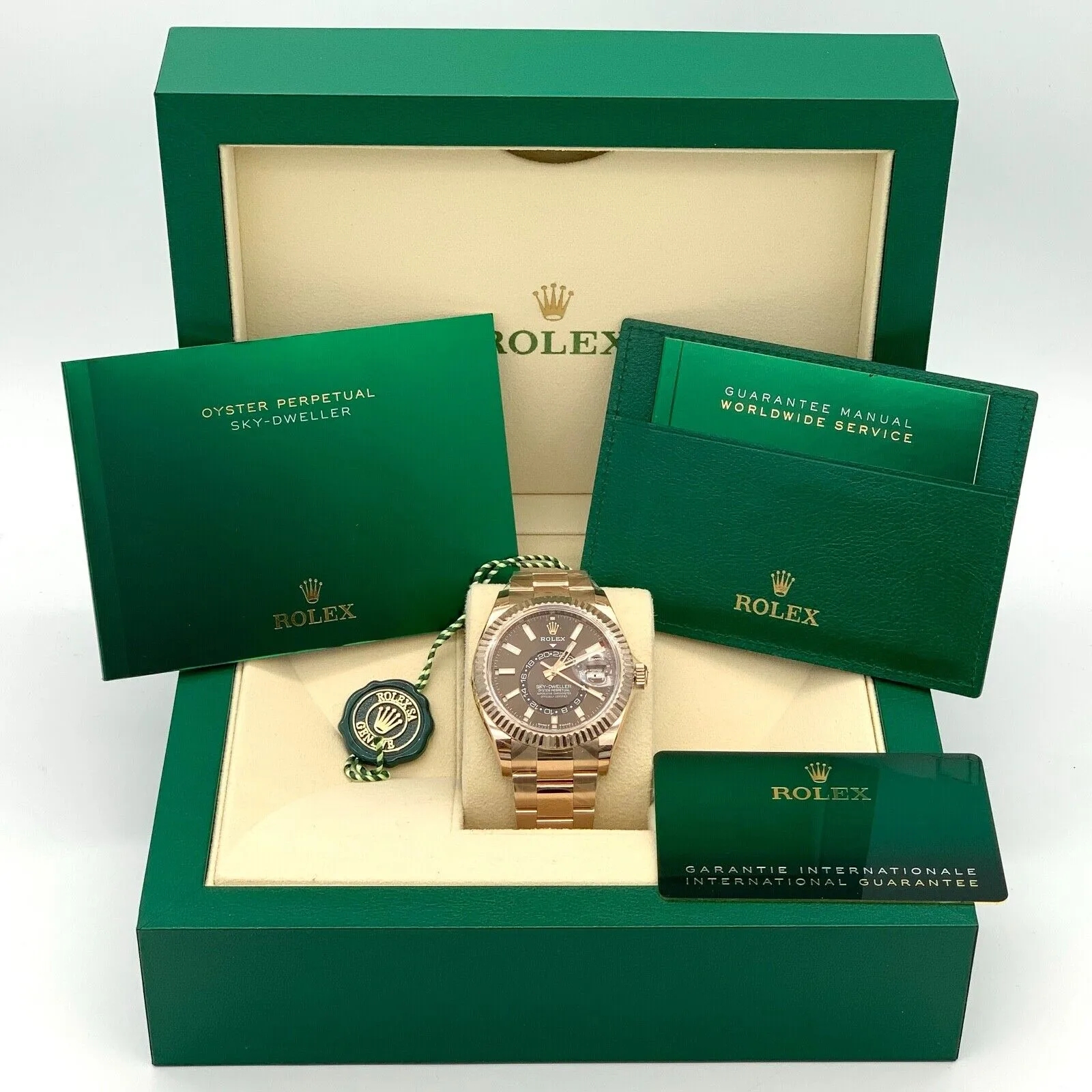 [Super Clone]RLX  Sky-Dweller 42mm Rose Gold Chocolate Dial Jubilee - 336935