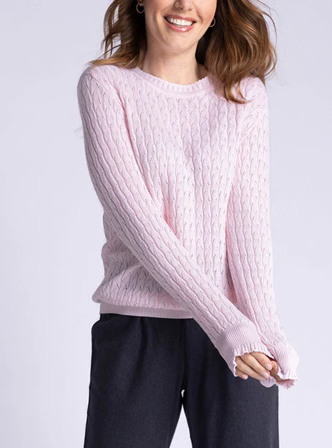 Pull femme maille fantaisie en laine rose